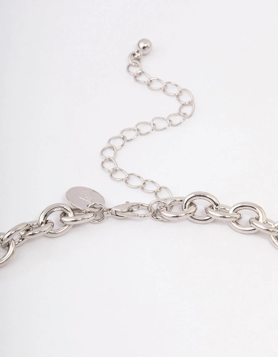 Silver Puffy Heart Chunky Chain Necklace - Image 3