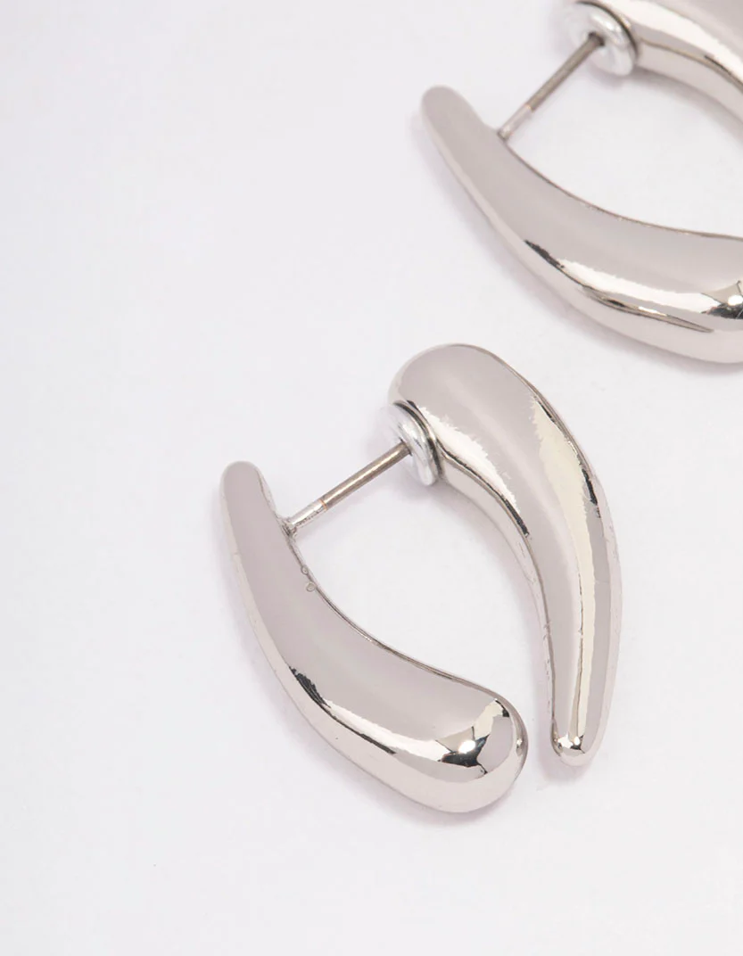 Silver Pointed Sandwich Front & Back Earrings - Image 2