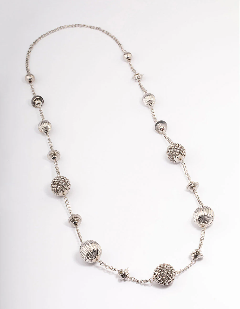 Silver Short Texture Multi Round Necklace - Image 2