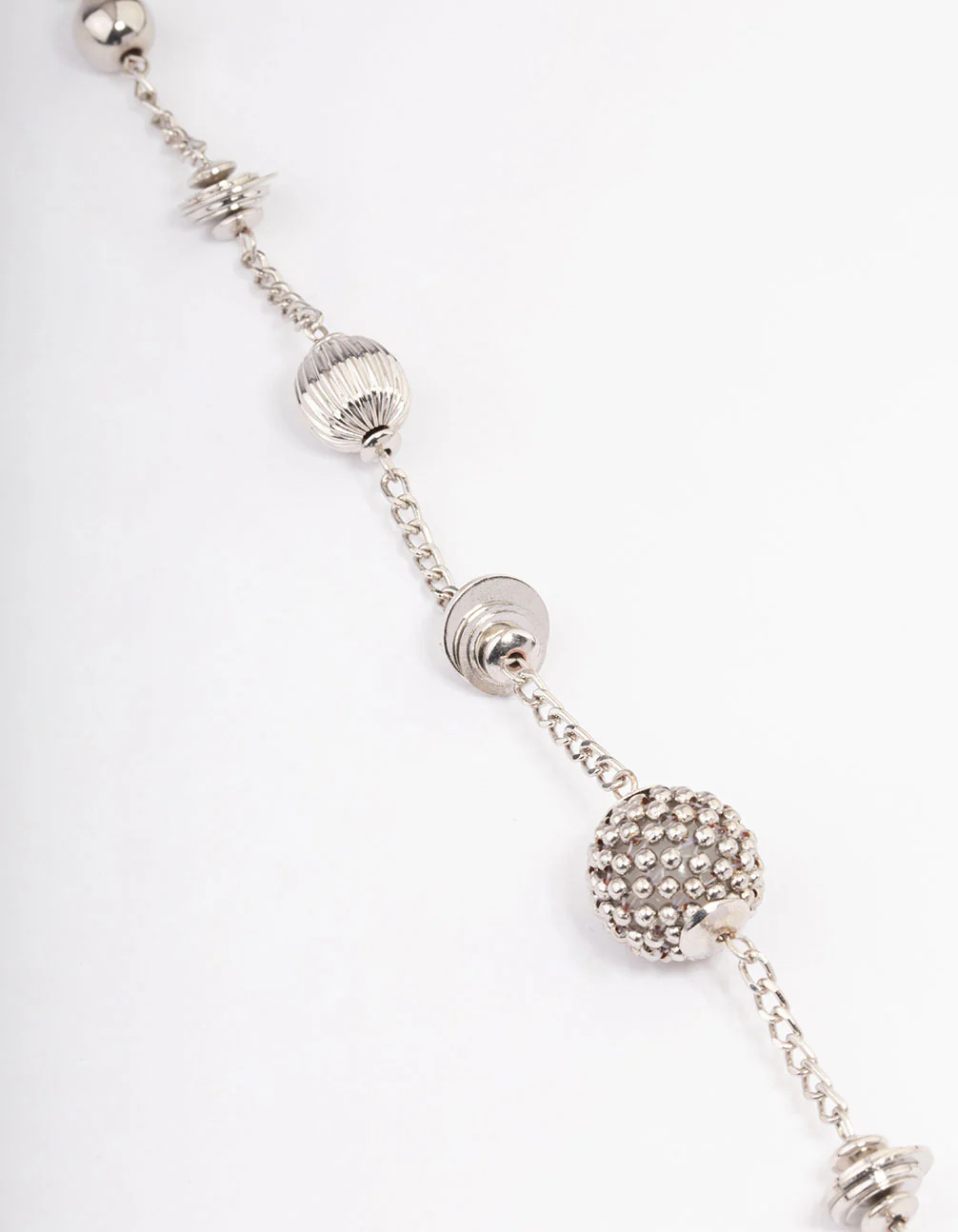 Silver Short Texture Multi Round Necklace - Image 3