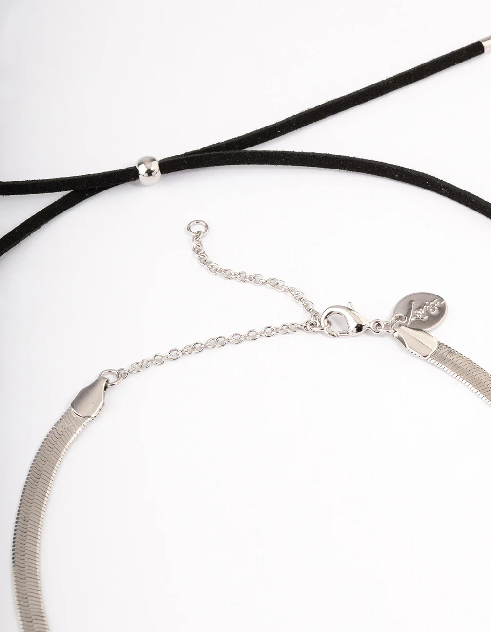 Silver Snake Chain Black Suede Cord Necklace Pack - Image 3