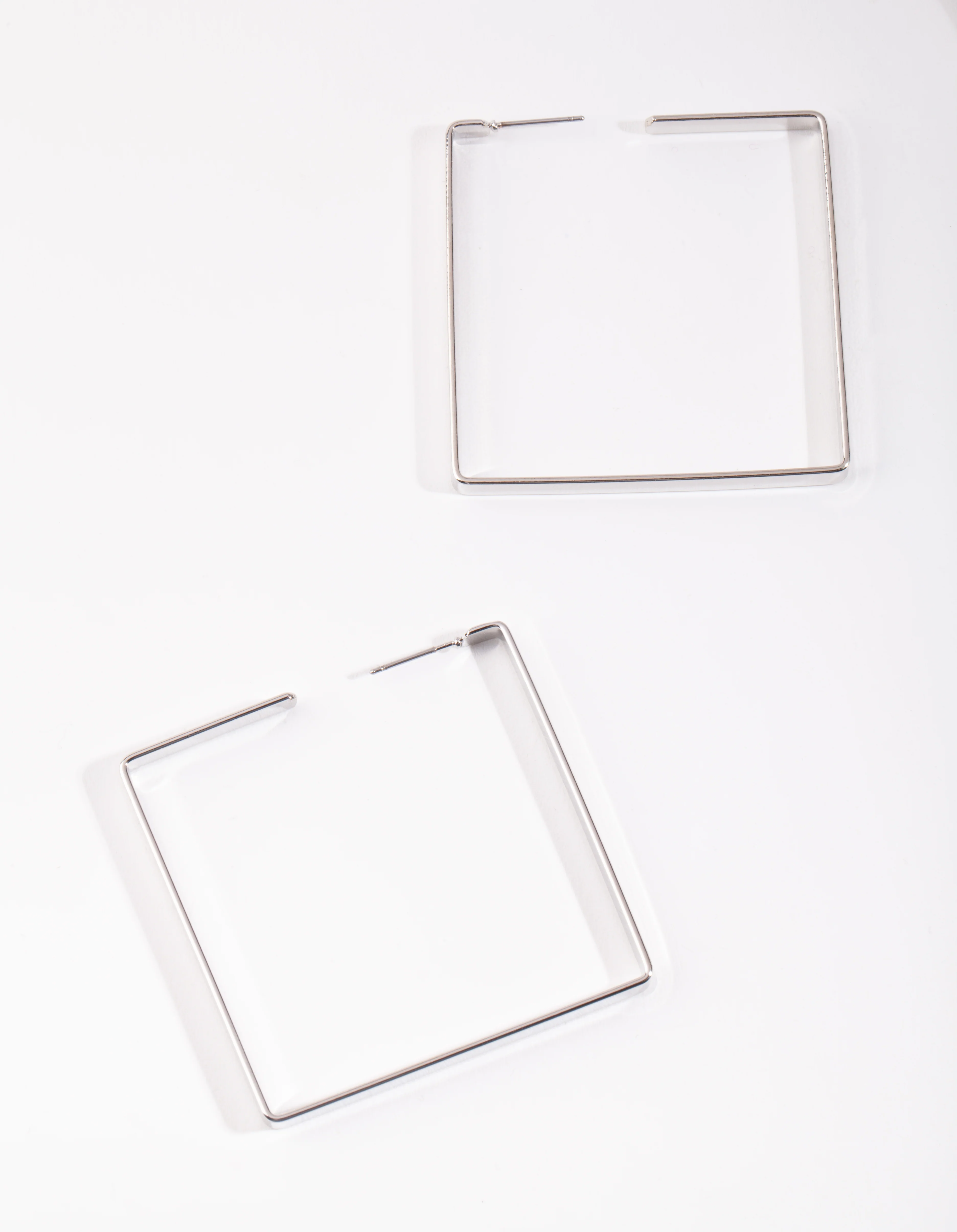 Silver Square Hoop Earrings - Image 2