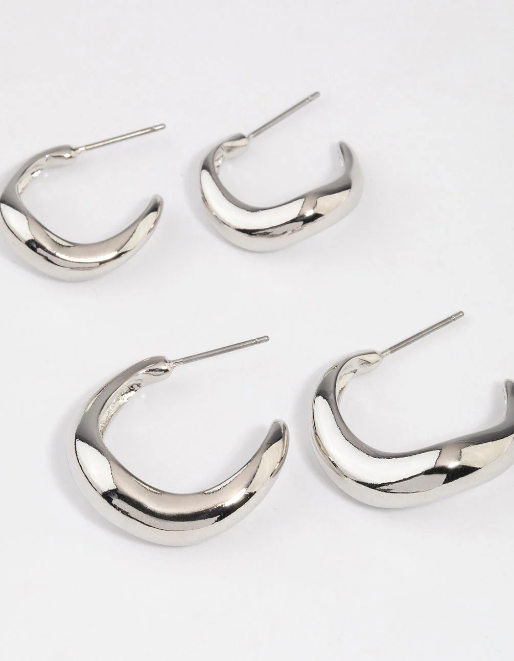 Silver Wave Match Hoop Earrings Pack - Image 2