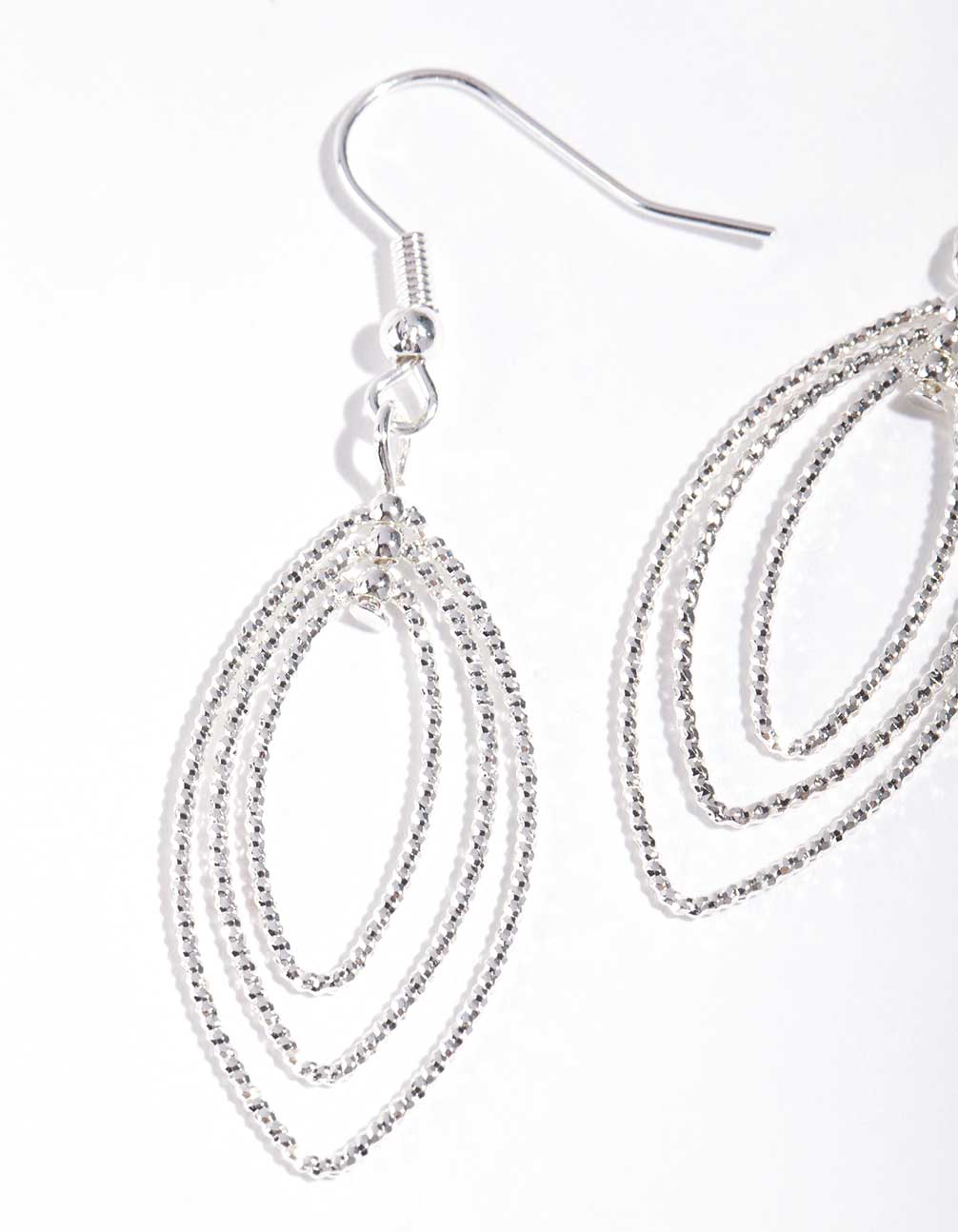 Silver Textured Layered Geo Earrings - Image 2