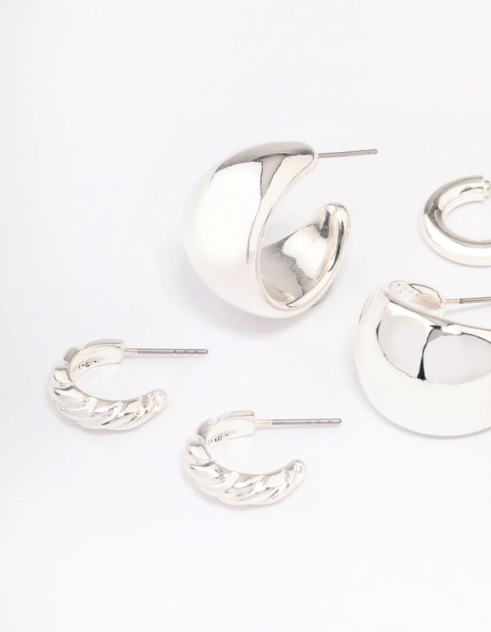 Silver Multi Hoop Earrings Pack - Image 3