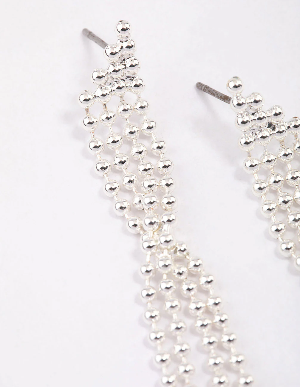 Silver Triple Row Twisted Drop Earrings - Image 3