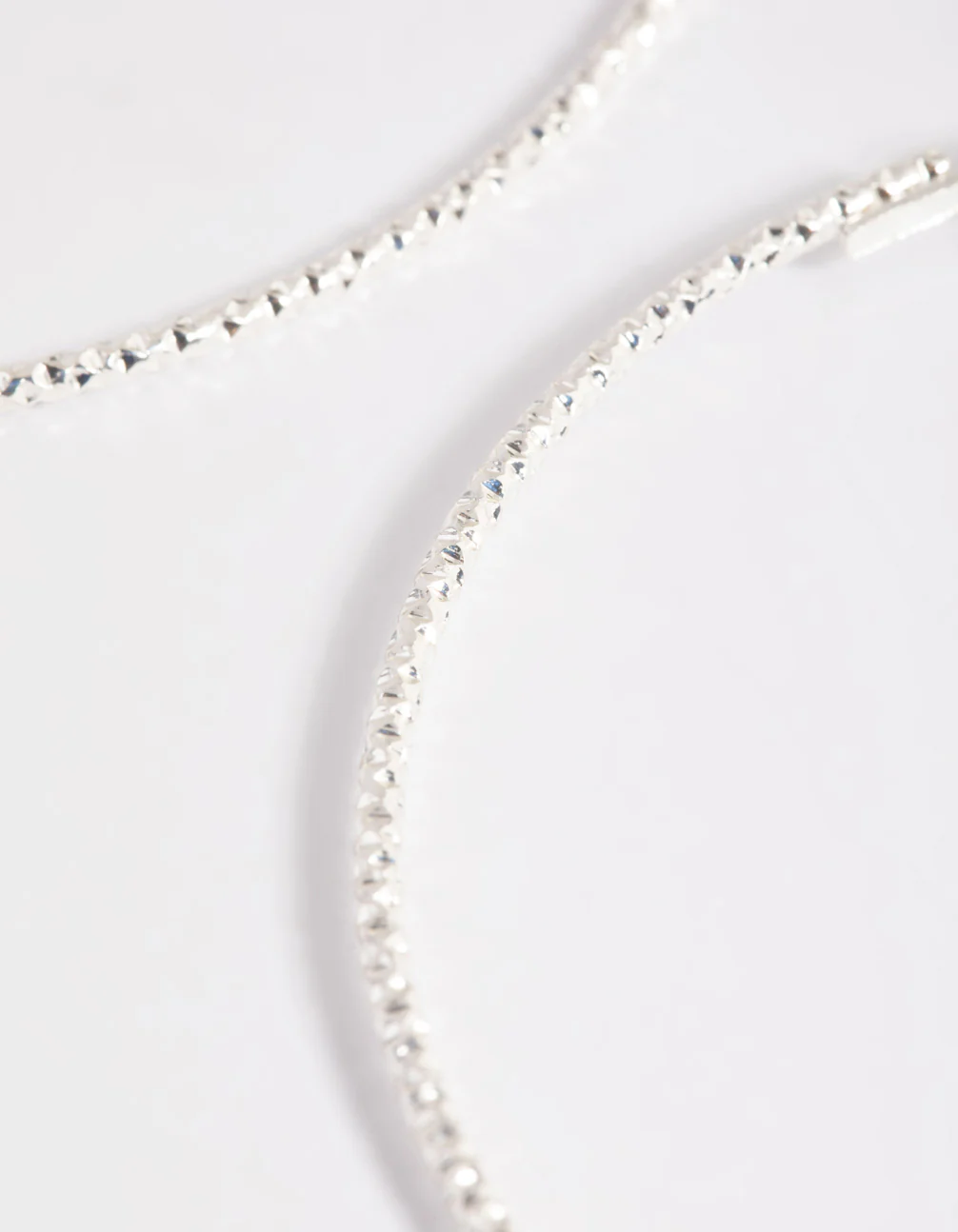 Silver 70mm Facet Textured Hoop Earrings - Image 4