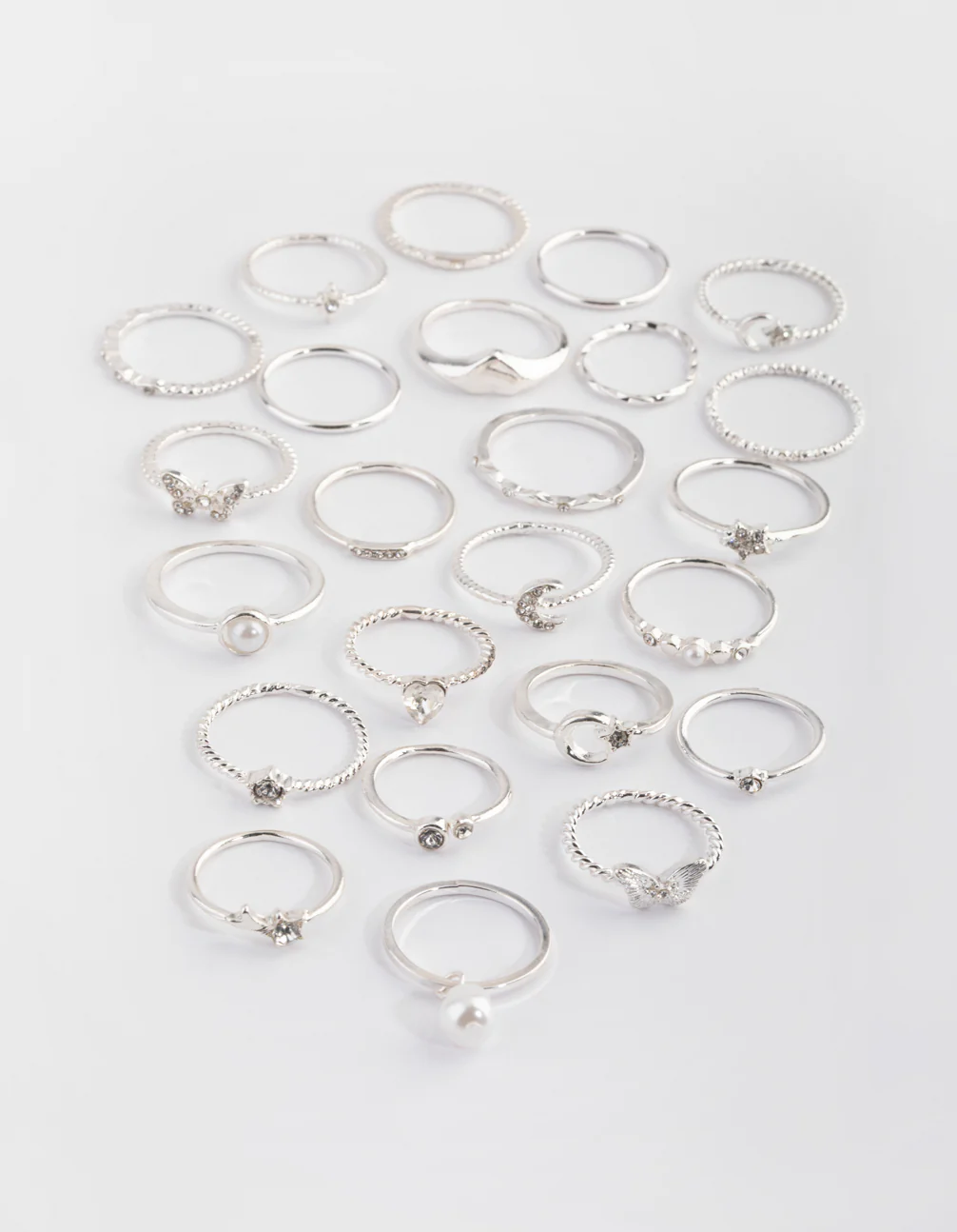 Silver Diamante Butterfly Ring Stack 24-Pack - Image 2