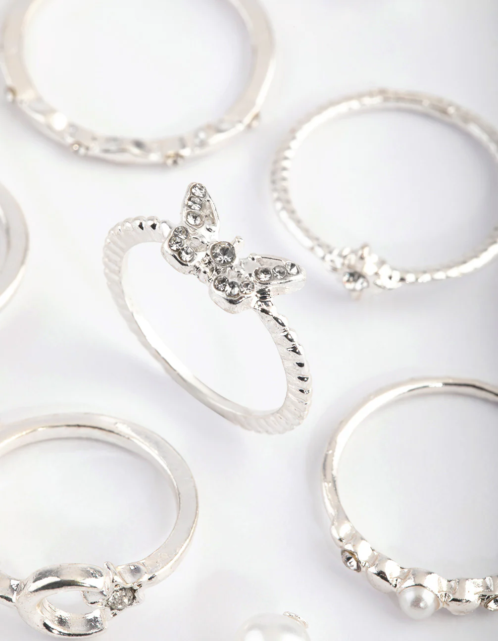 Silver Diamante Butterfly Ring Stack 24-Pack - Image 3