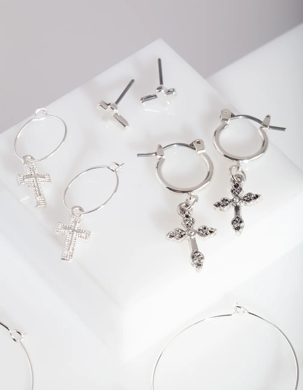 Silver Cross Hoop Earring Pack - Image 2