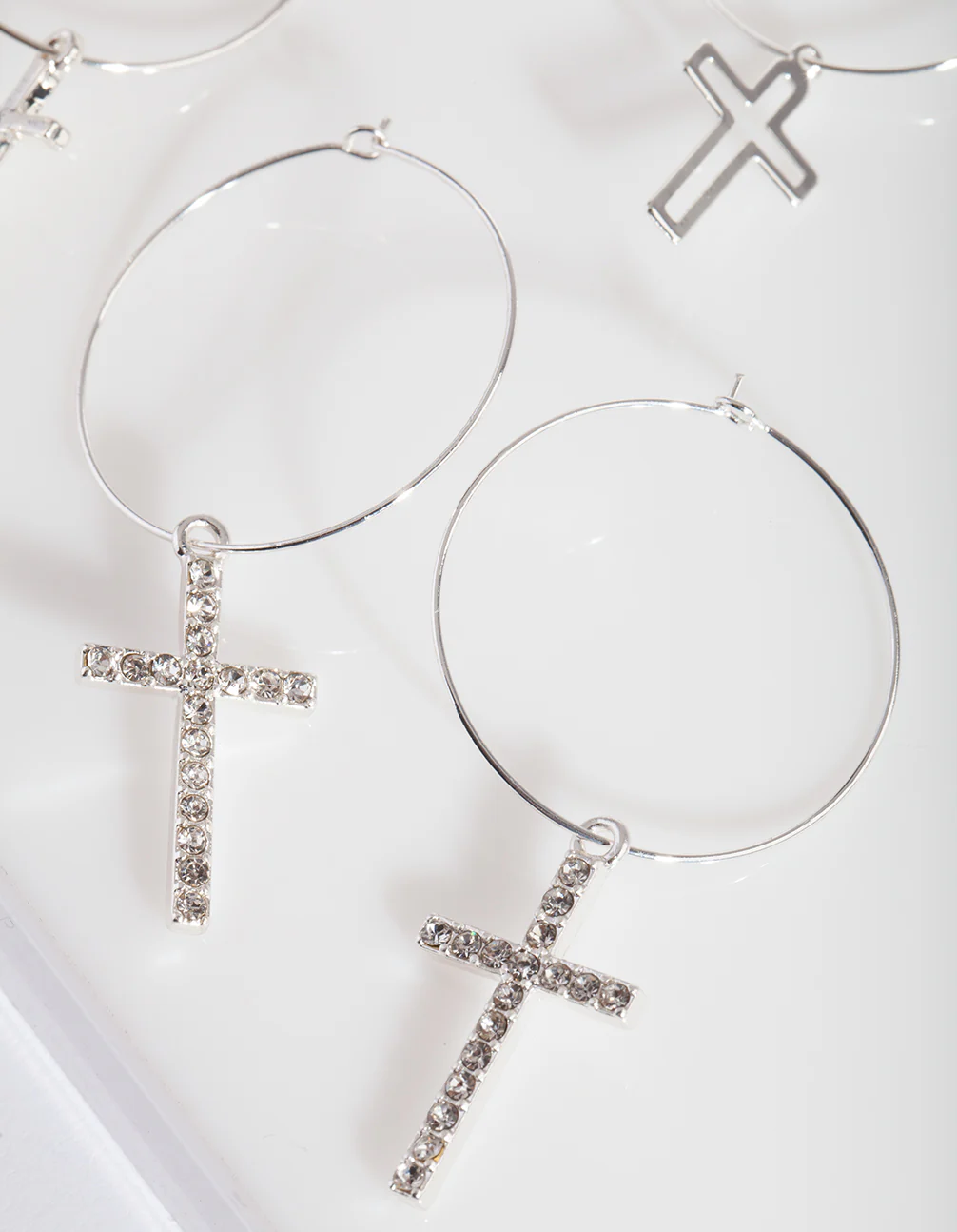 Silver Cross Hoop Earring Pack - Image 3