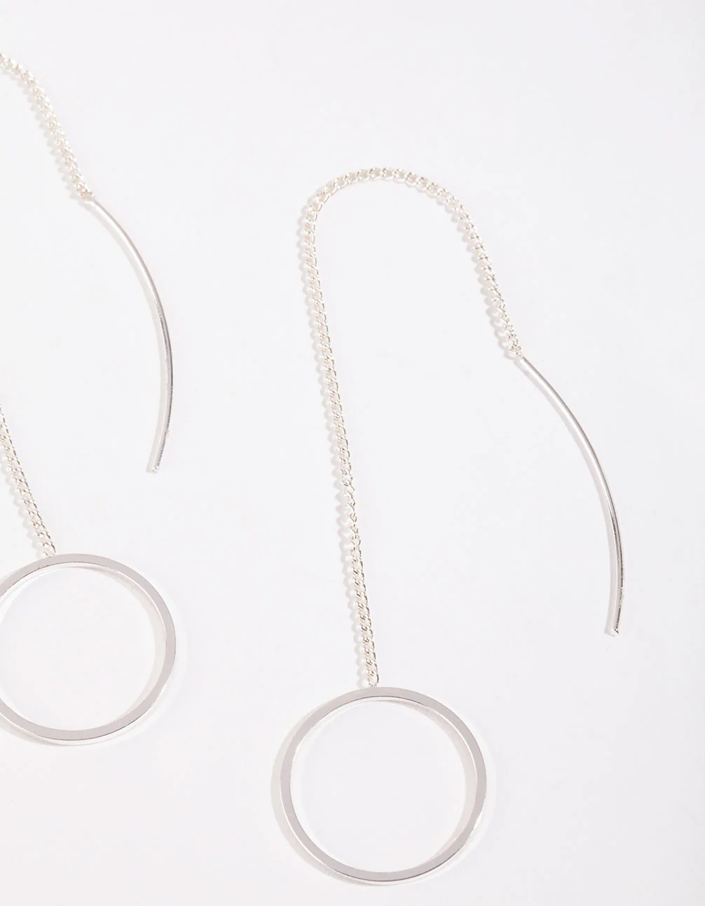 Silver Circle Thread Earrings - Image 2