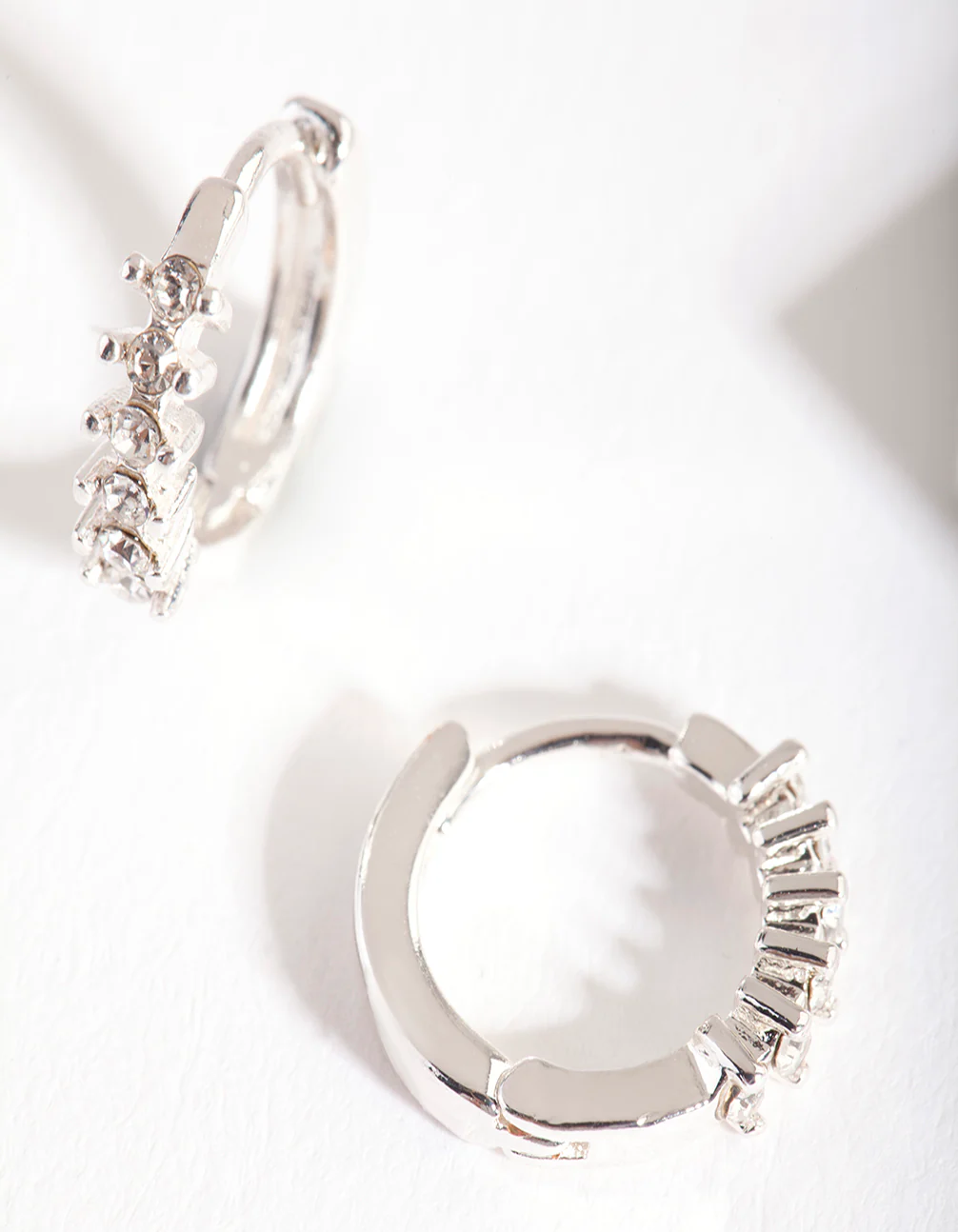 Silver Jagged Diamante Huggie - Image 2