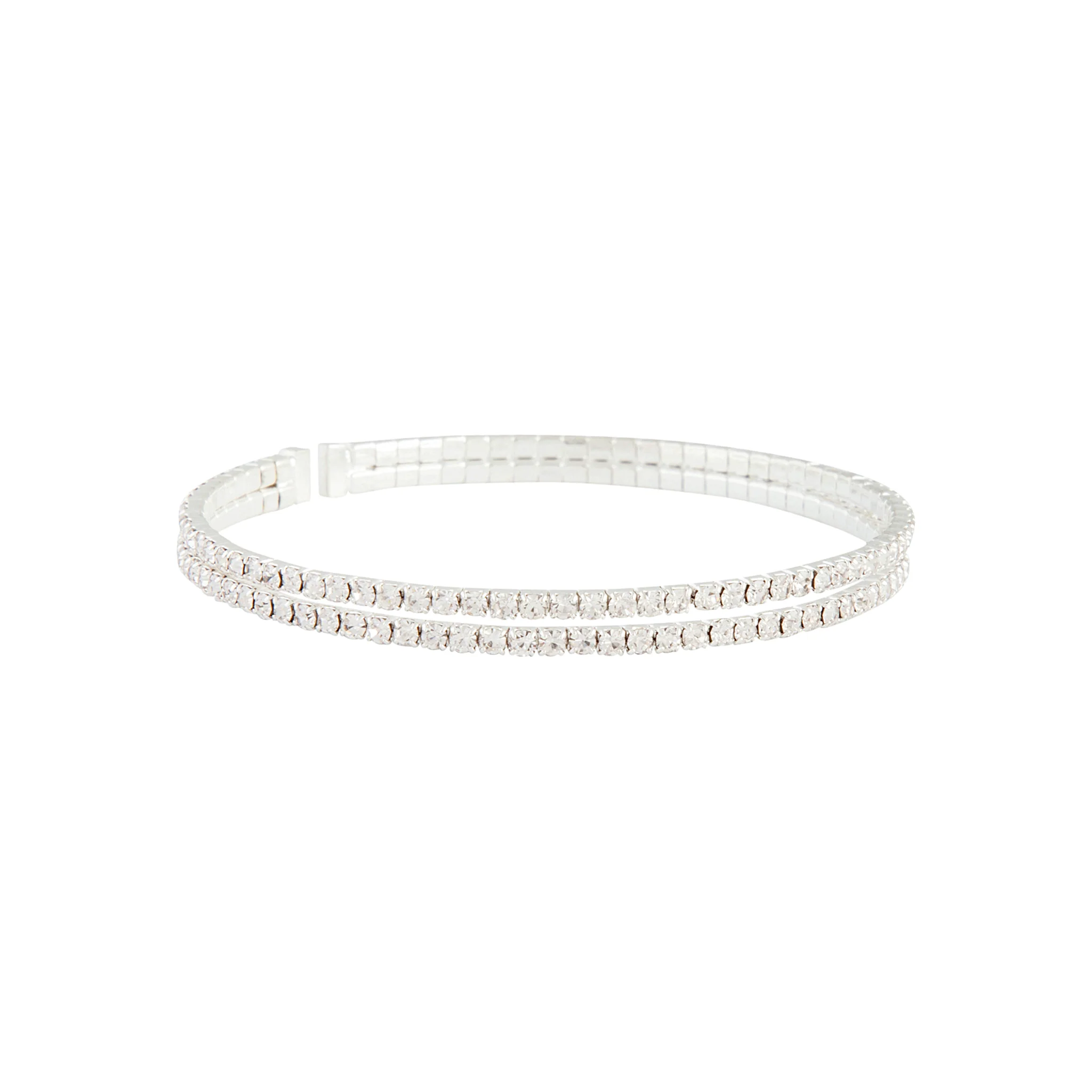 Silver Double Diamante Bangle - Image 2