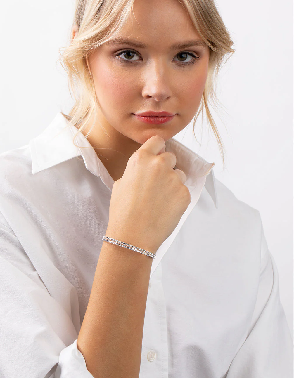 Silver Double Diamante Bangle - Image 6