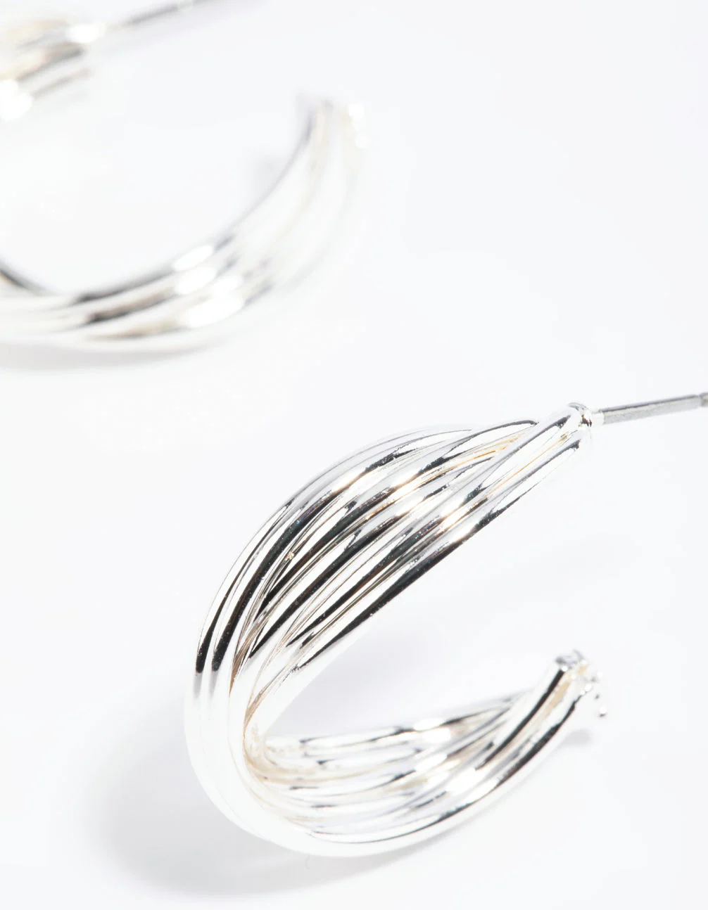 Silver Twisted Hoop Earrings - Image 3