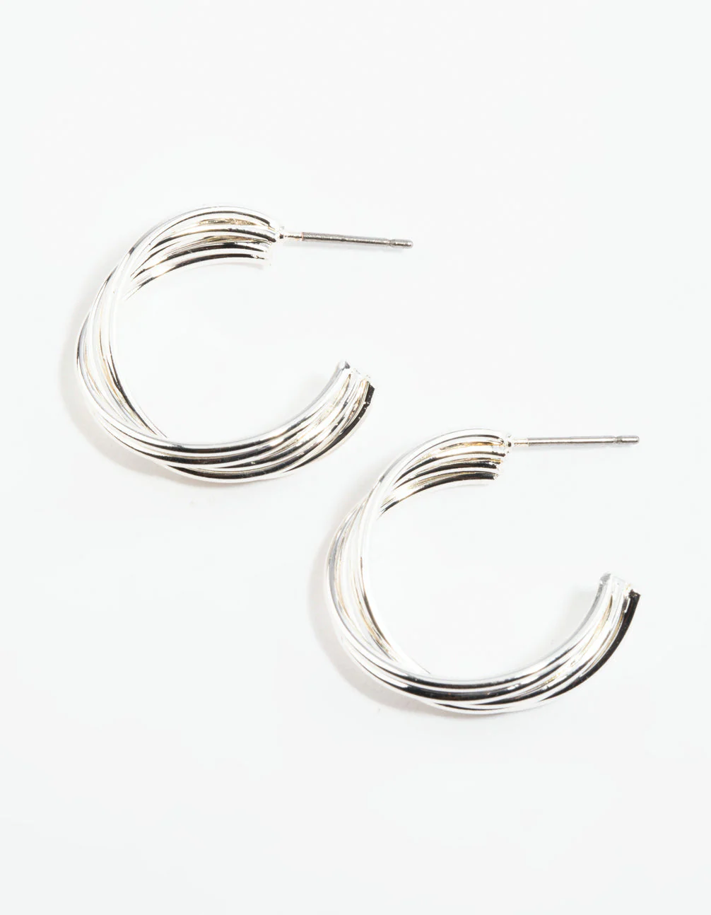 Silver Twisted Hoop Earrings - Image 4