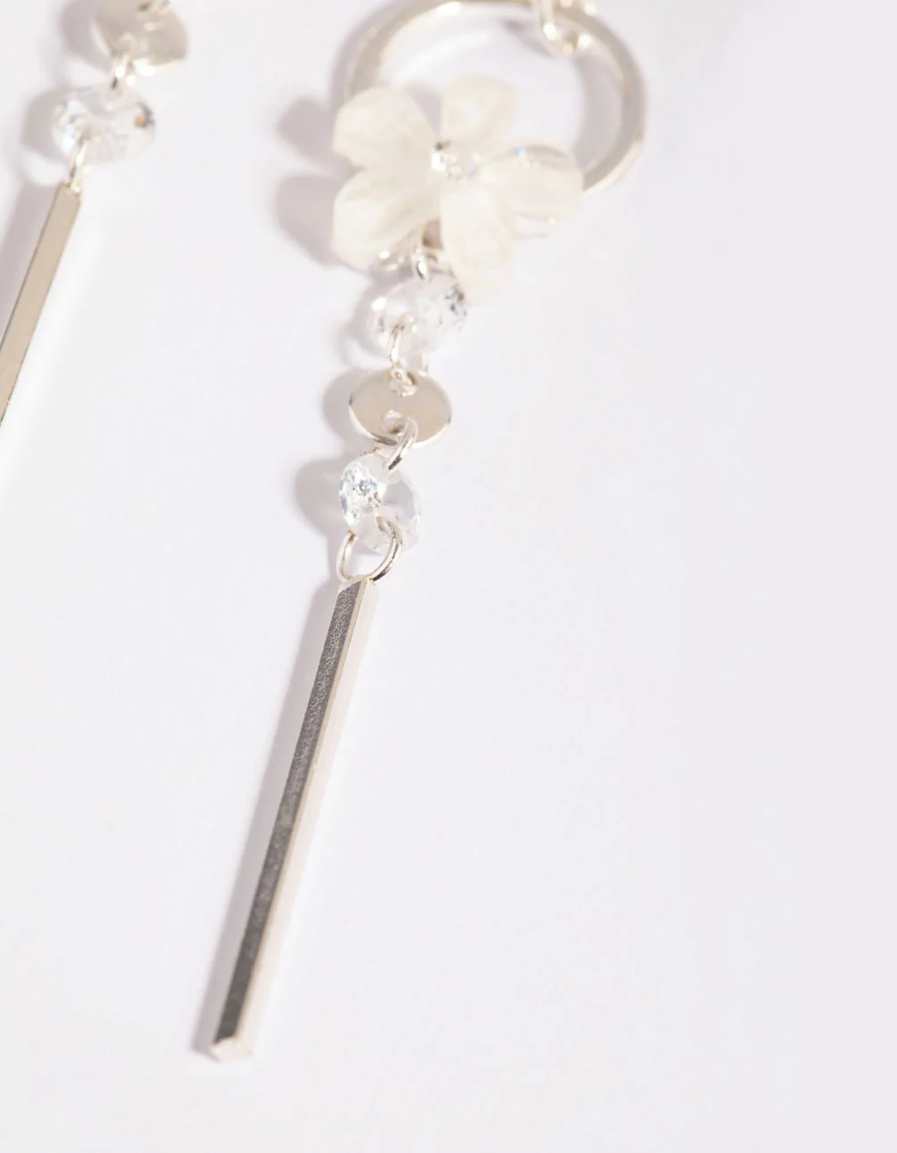 Silver Flower Drop Earrings - Image 3