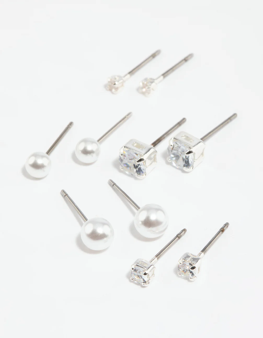 Silver Diamante Stud Earring 5-Pack - Image 3
