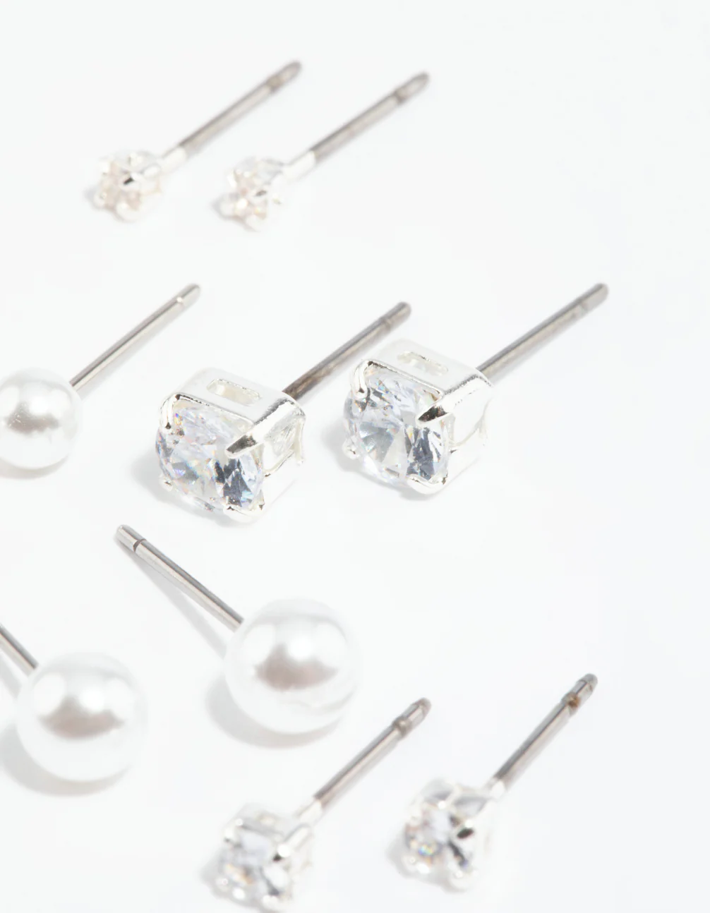 Silver Diamante Stud Earring 5-Pack - Image 4