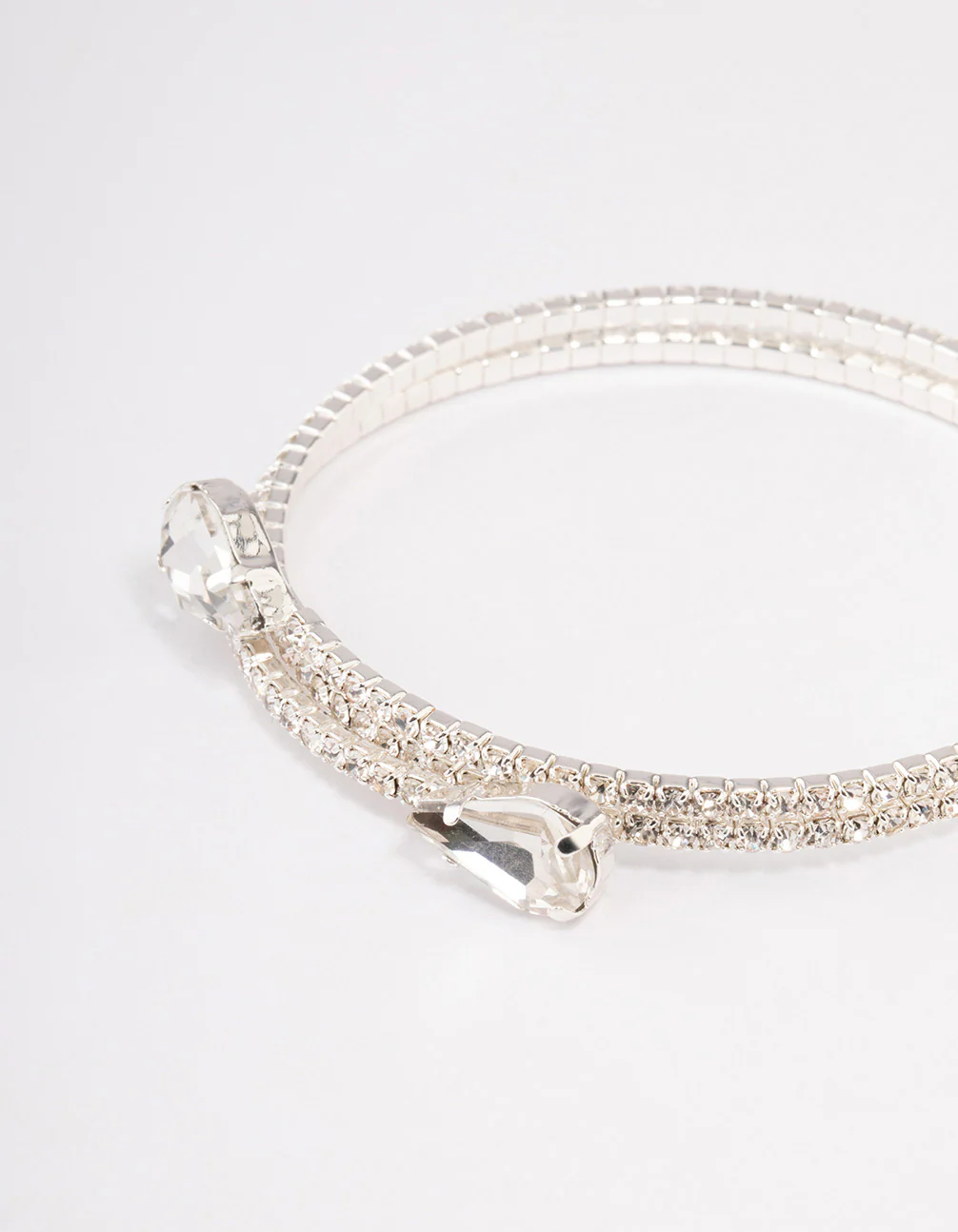 Silver Diamante Pearl Double Row Bangle - Image 2