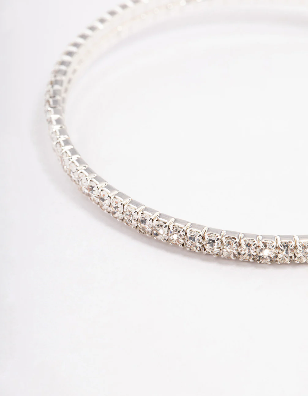 Silver Diamante Pearl Double Row Bangle - Image 3
