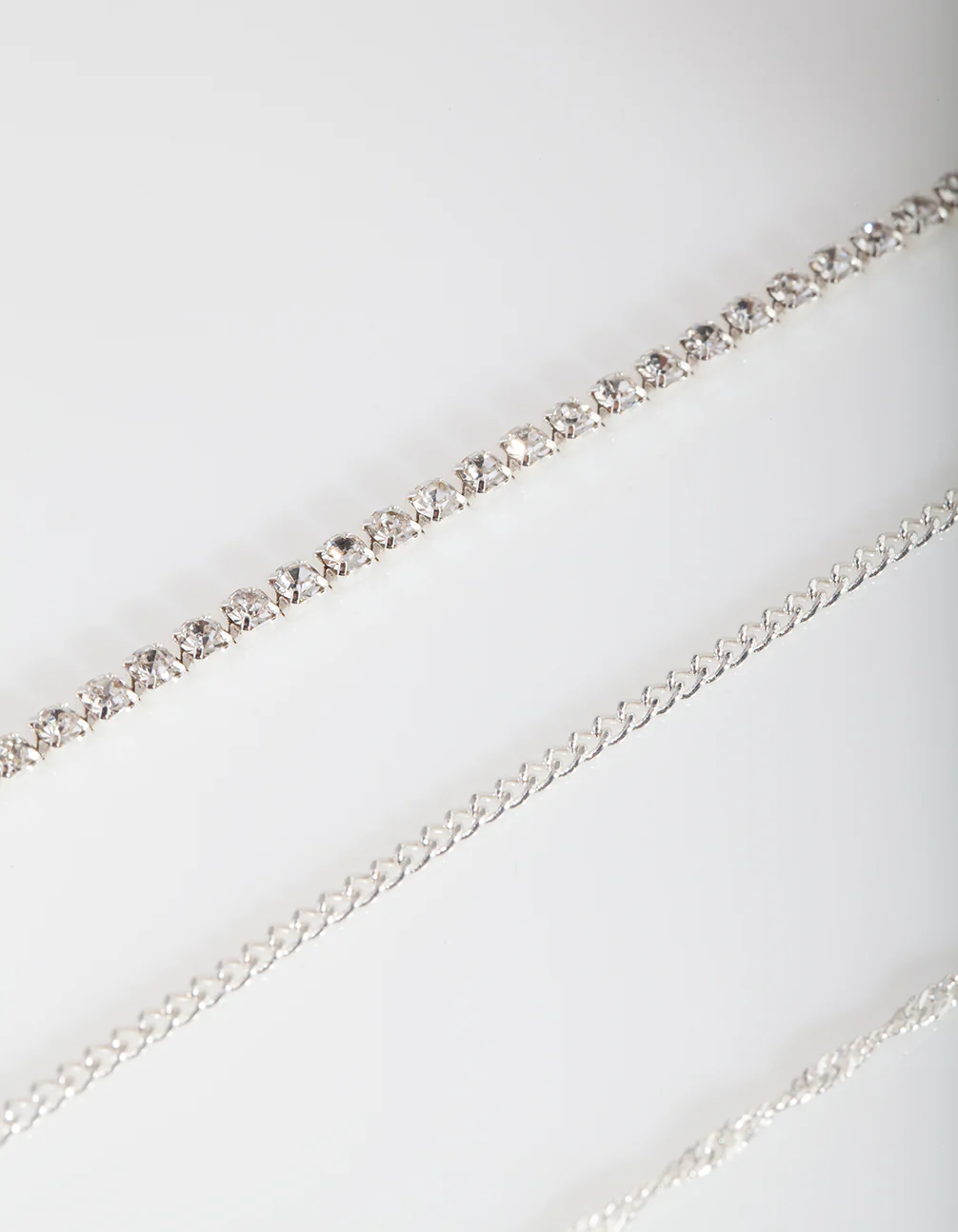 Silver Diamante Twist Anklet Bracelet 4-Pack - Image 3