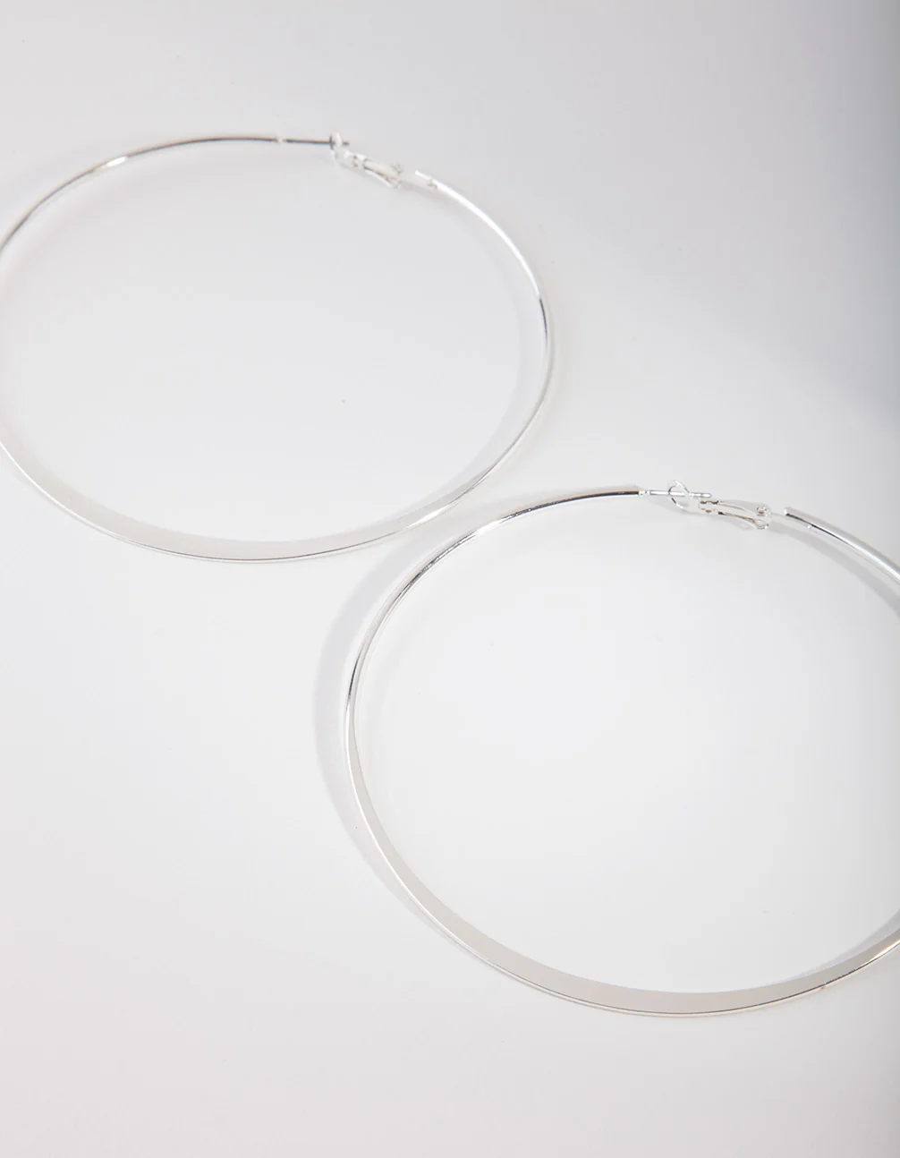 Silver Flat Edge Hoop Earrings - Image 2