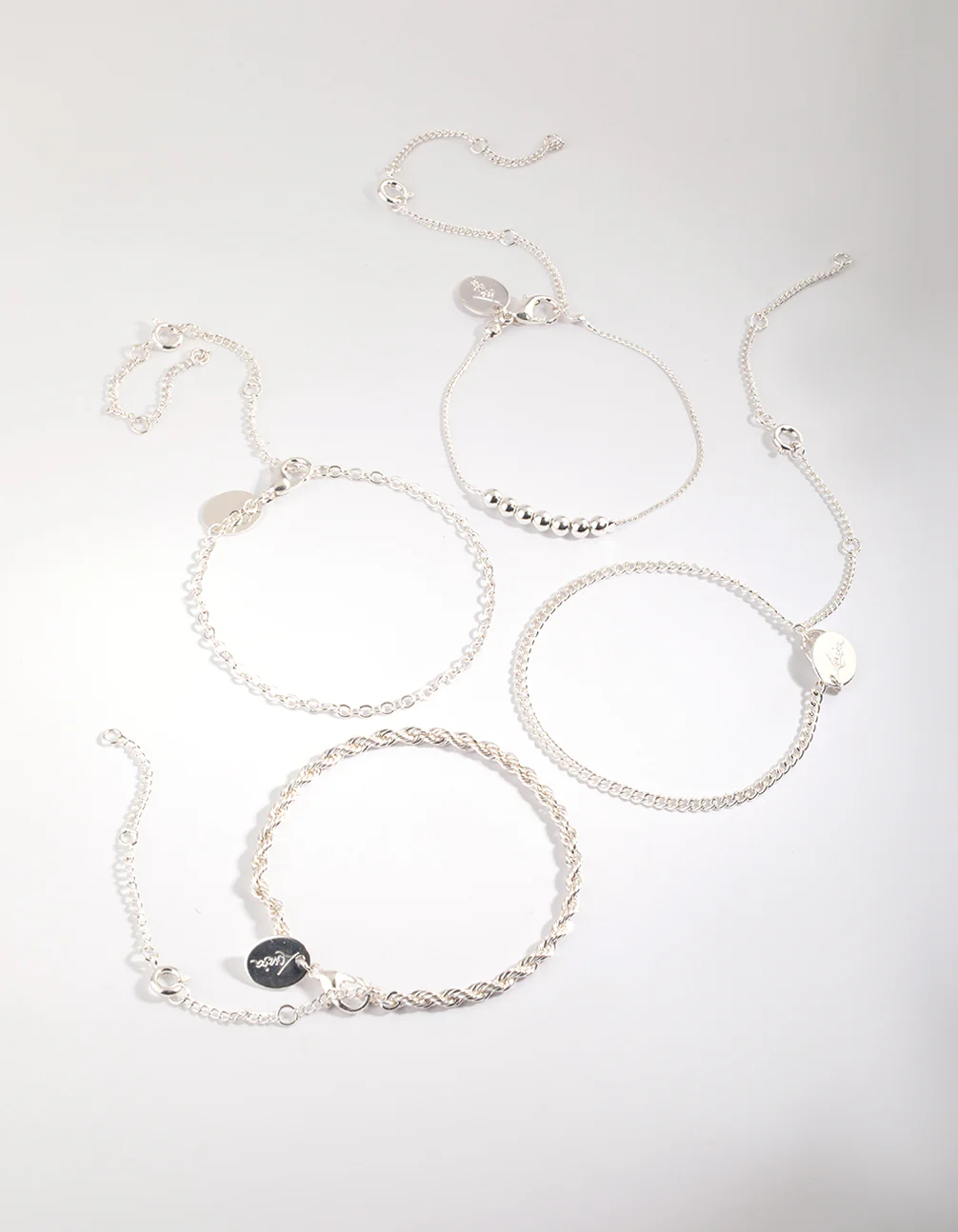 Silver Geometric Bracelet & Anklet 4-Pack - Image 2