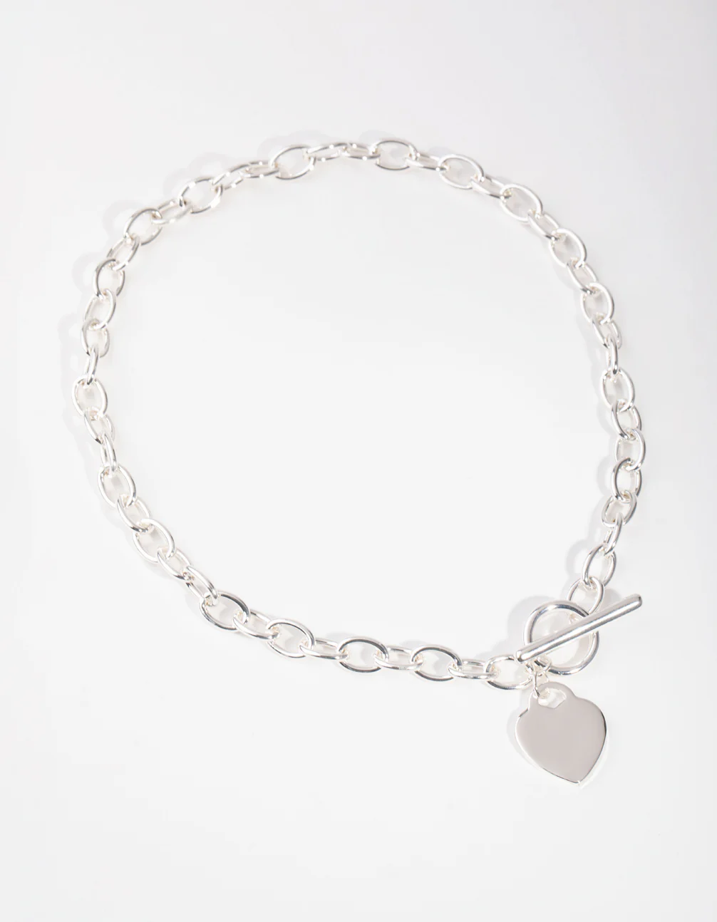 Silver Heart Charm Chain T&O Necklace - Image 4