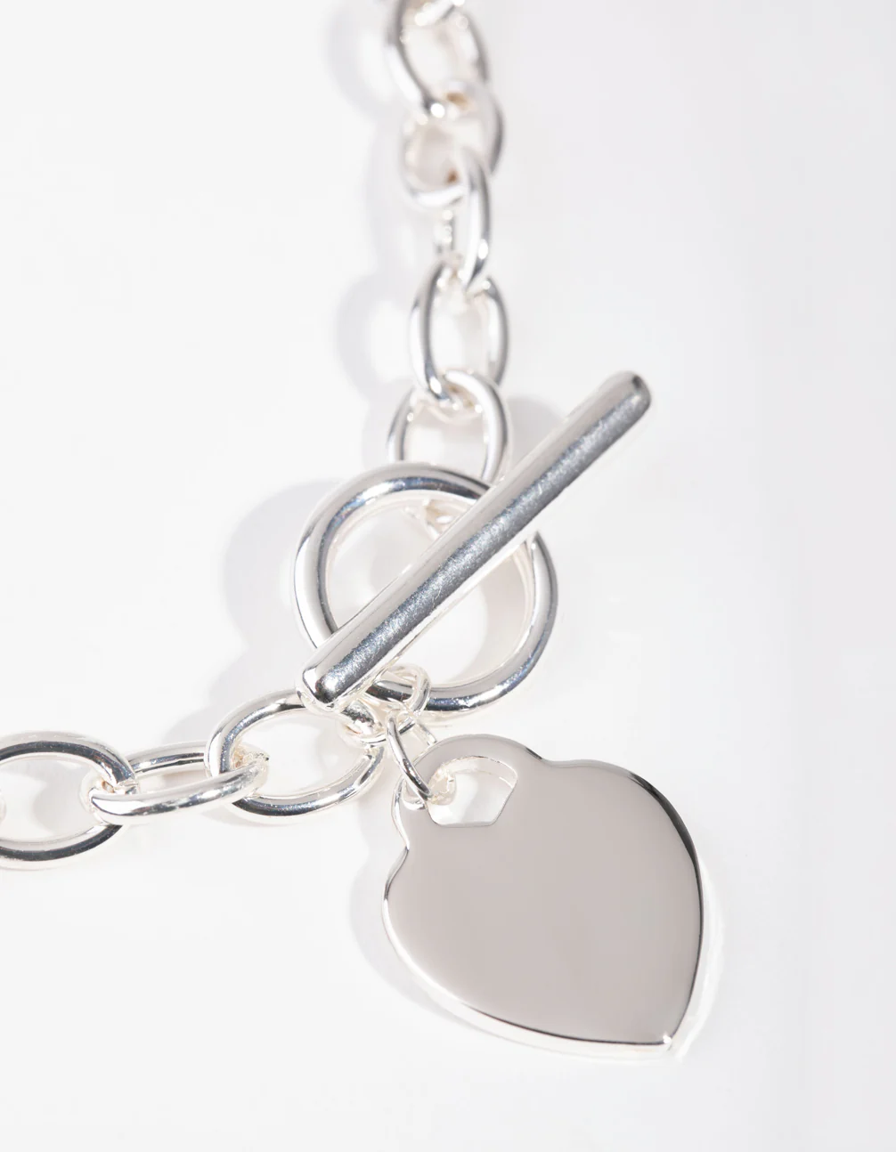 Silver Heart Charm Chain T&O Necklace - Image 5