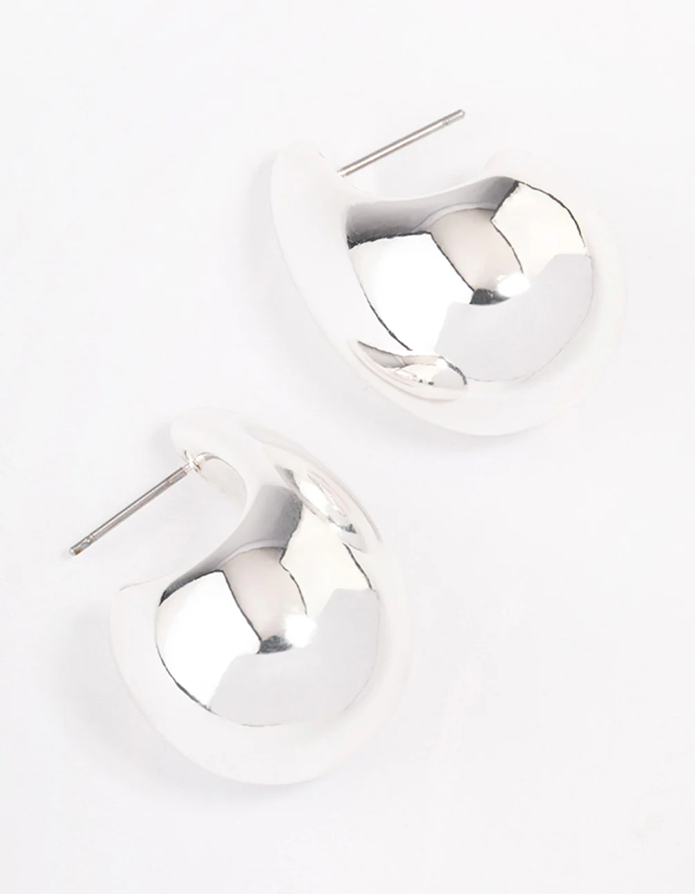 Silver Midi Pear Hoop Earrings - Image 3