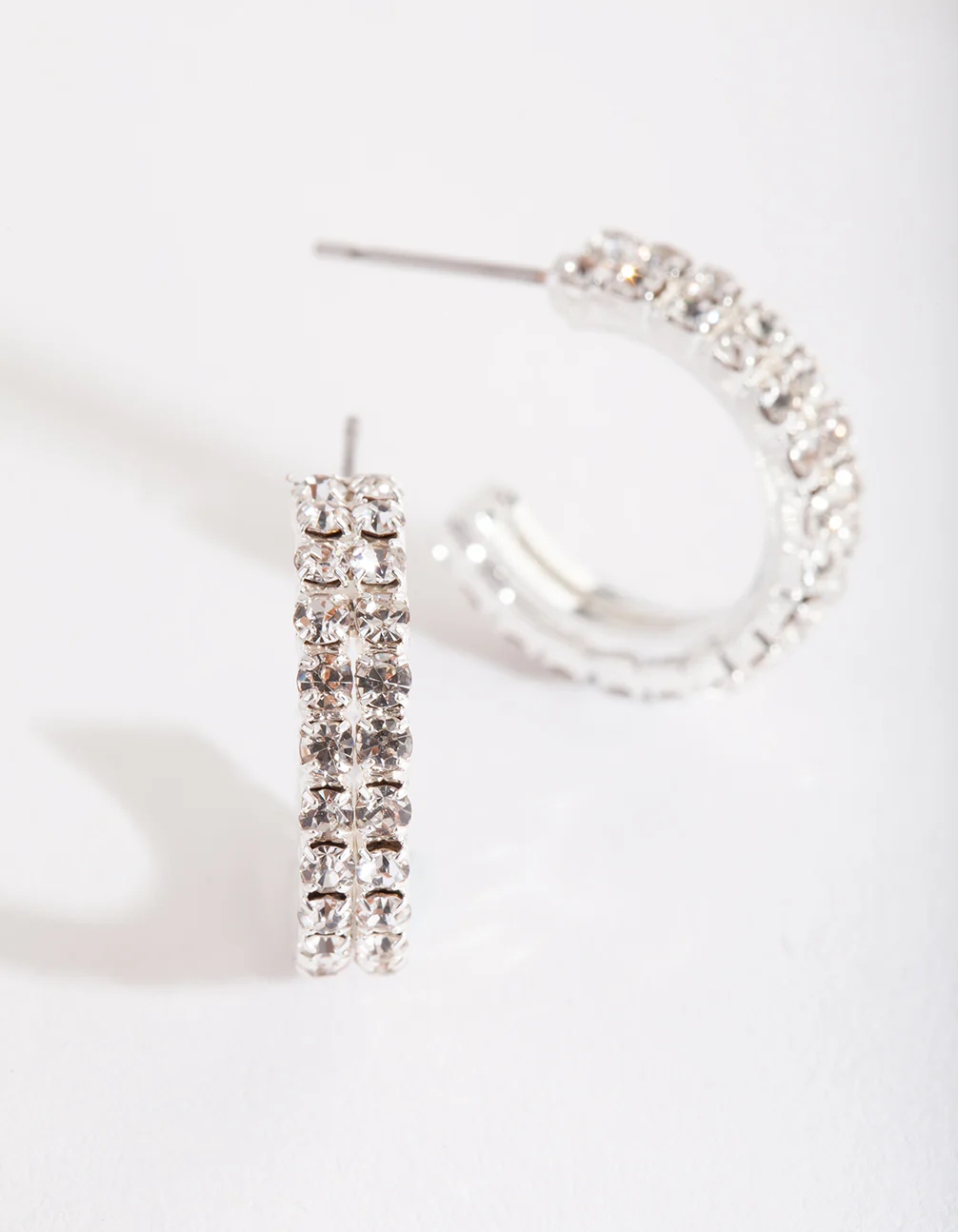 Silver Mini Diamante Hoop Earrings - Image 2
