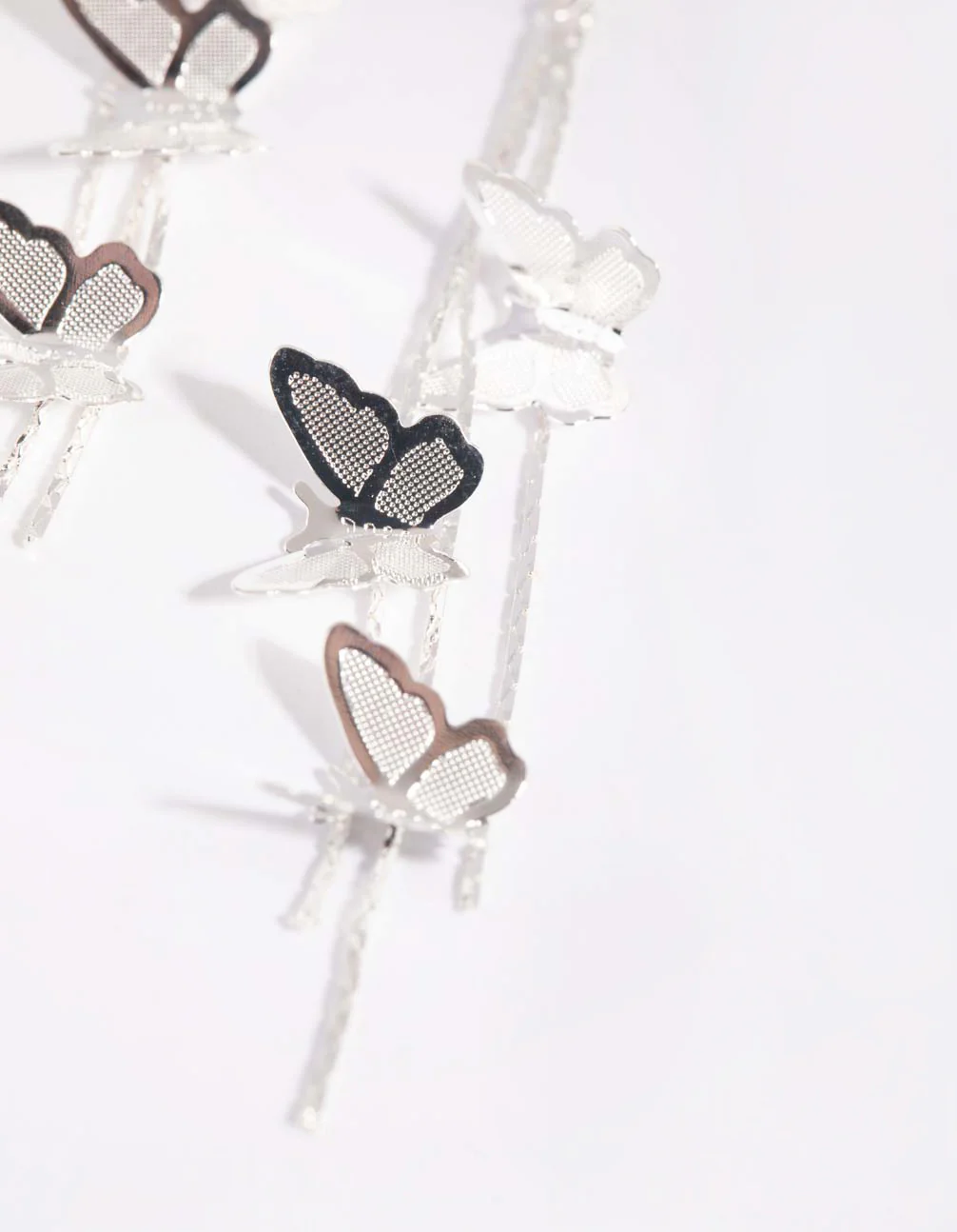 Silver Butterfly Drop Earrings - Image 3