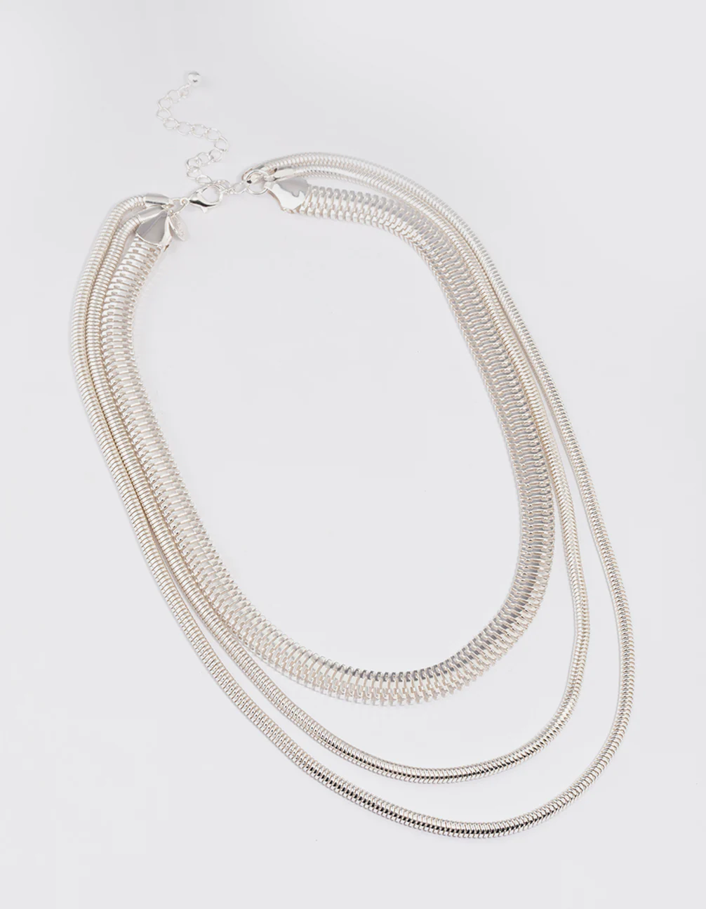 Silver Multi-Row Thick Snake Chain Necklace - Image 2