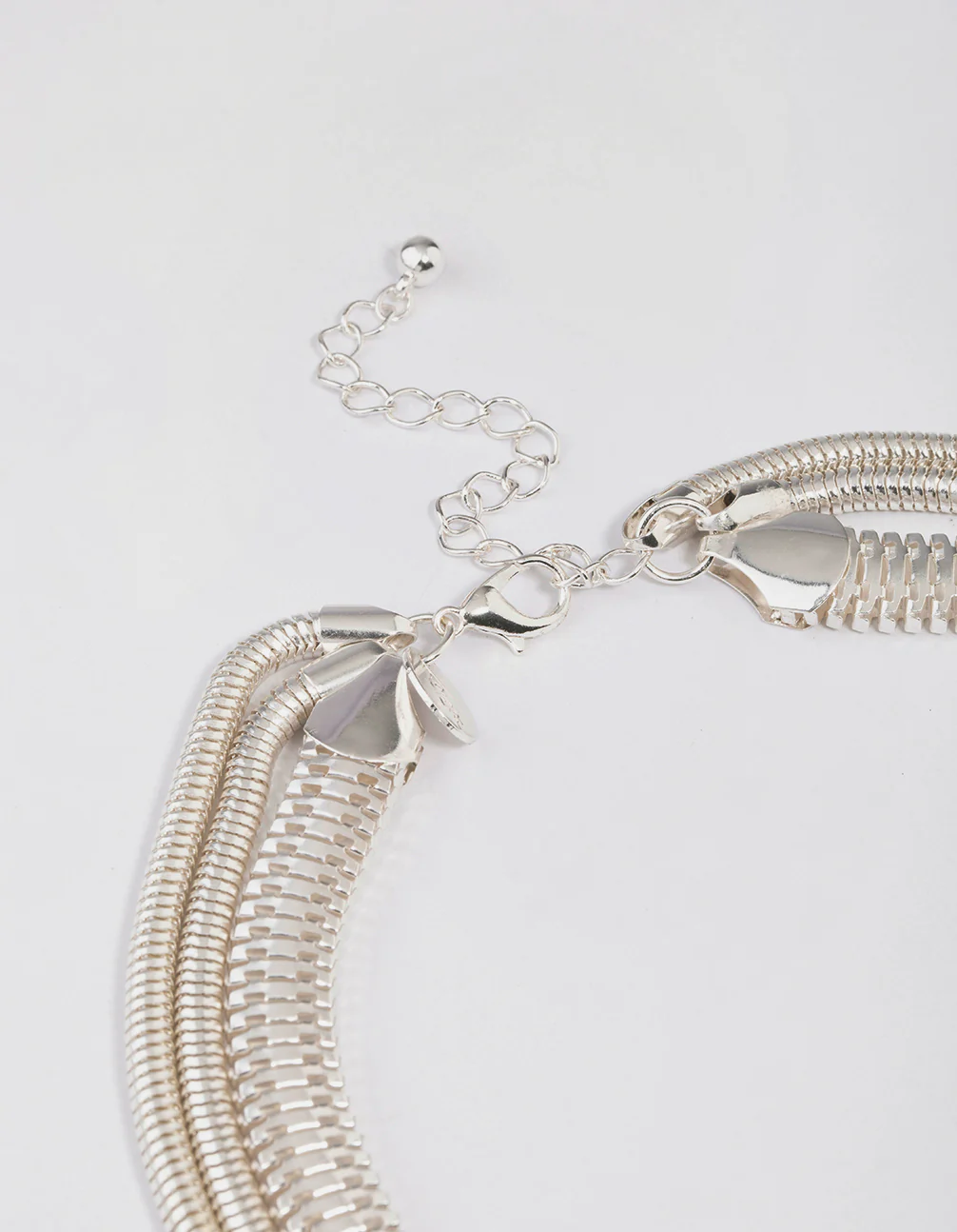 Silver Multi-Row Thick Snake Chain Necklace - Image 3