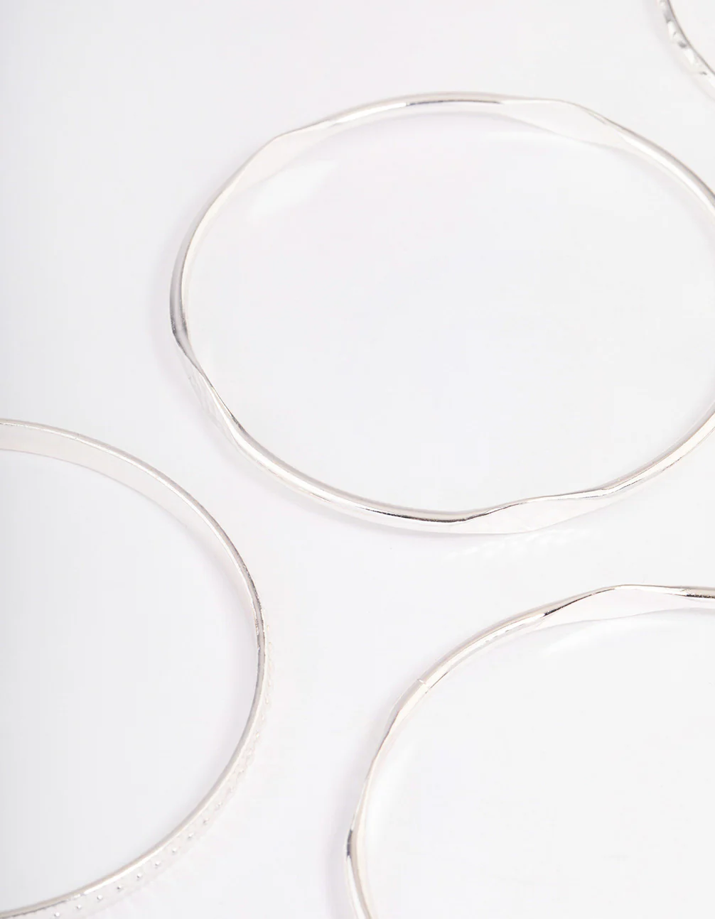 Silver Mixed Hammered Bangle 5-Pack - Image 2