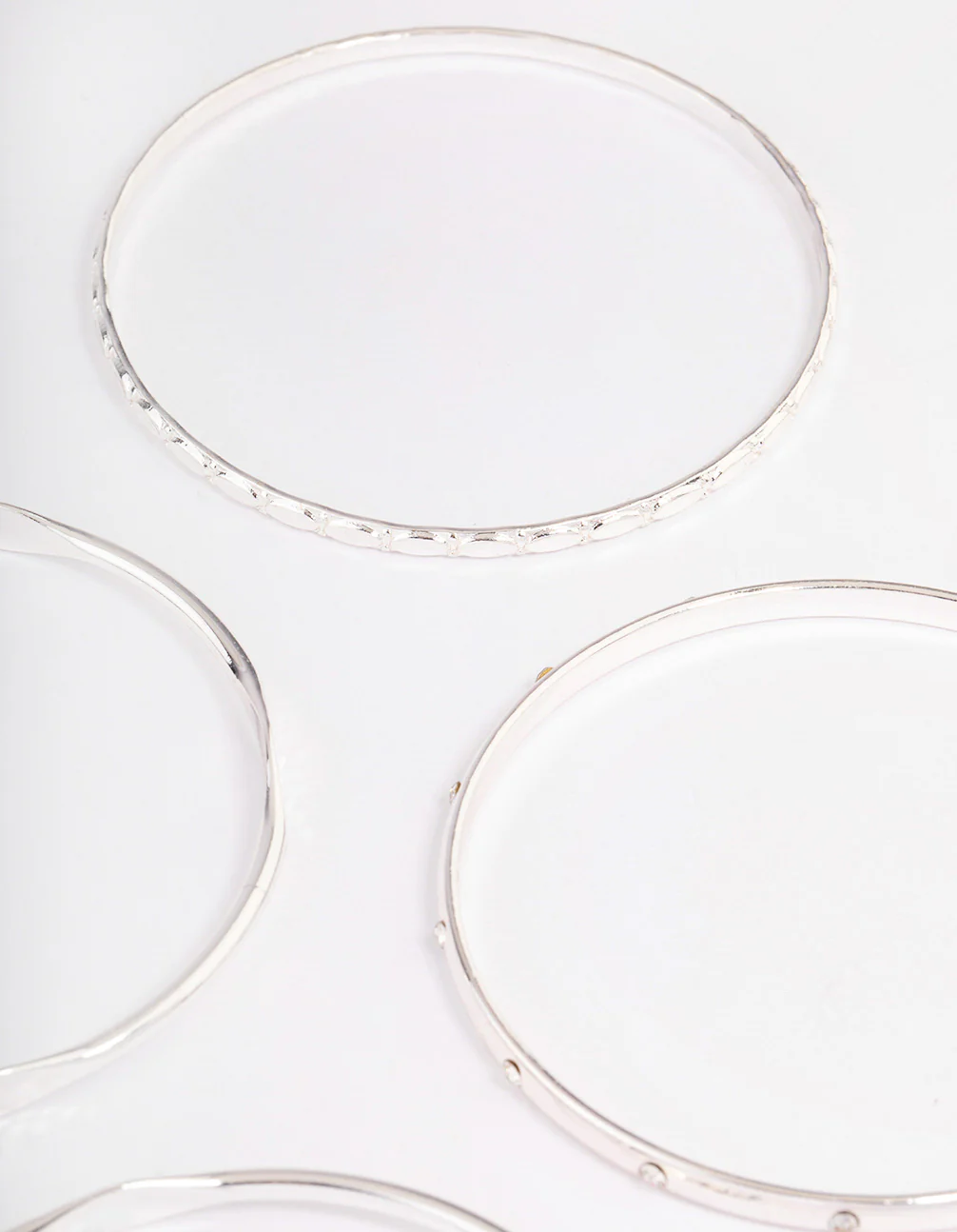 Silver Mixed Hammered Bangle 5-Pack - Image 3