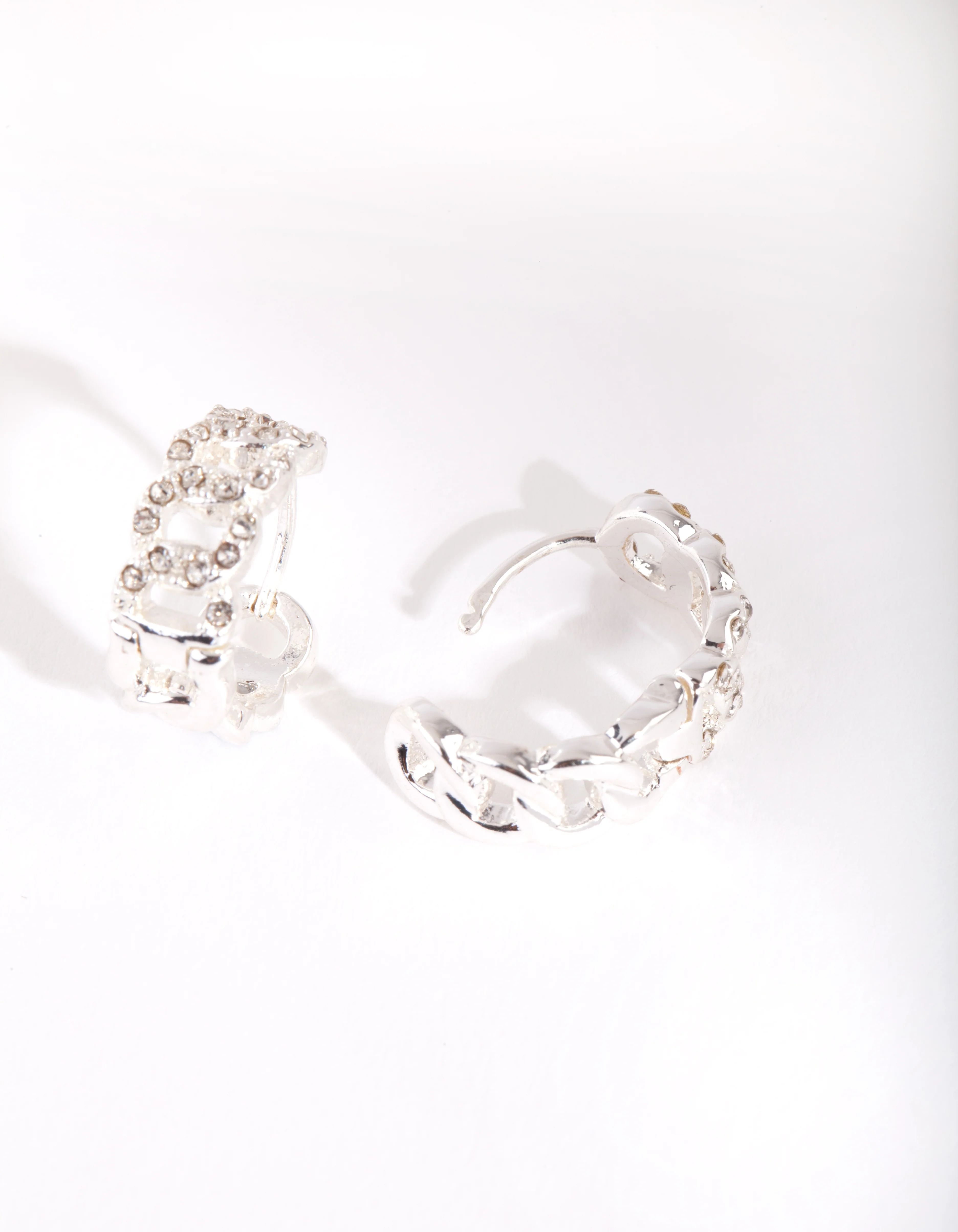Silver Looped Mini Hoop Earrings - Image 3