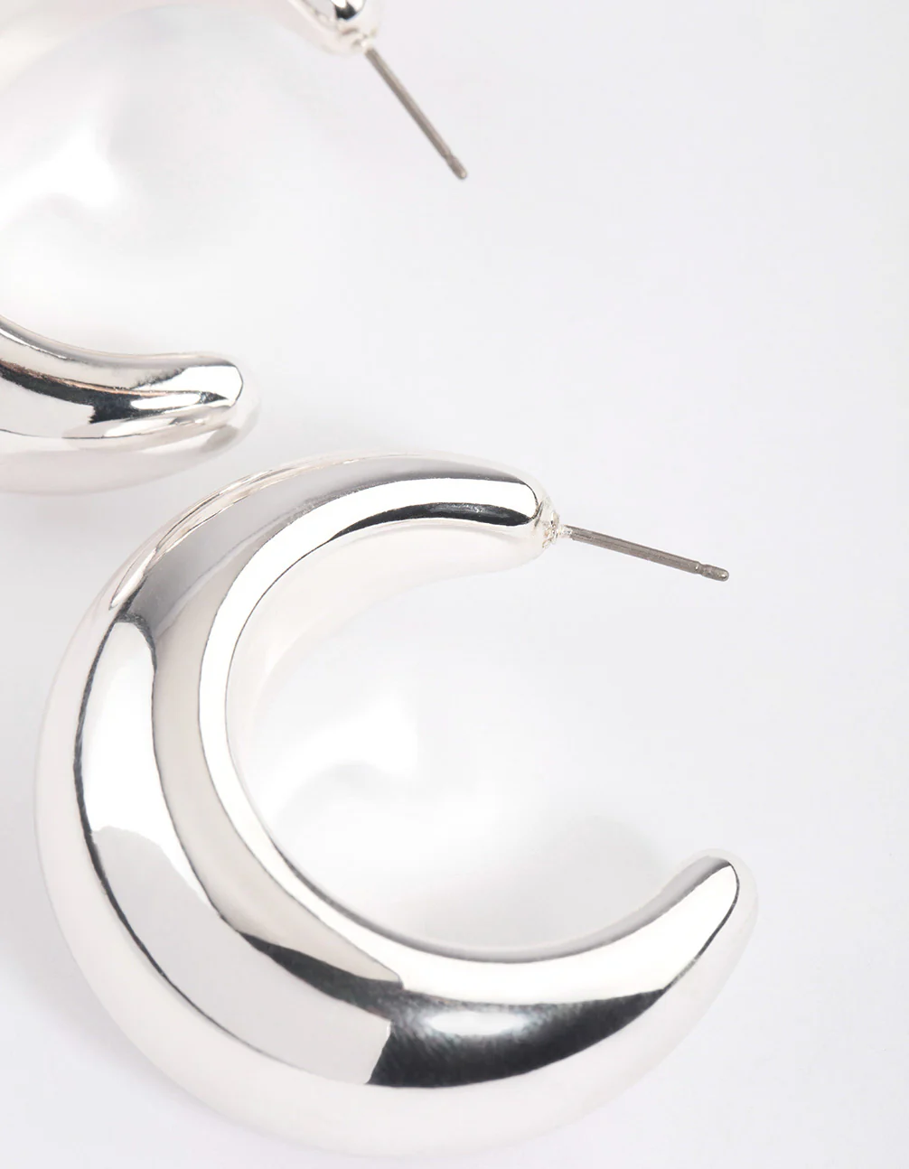 Silver Thick Puffy Hoop Earrings - Image 3