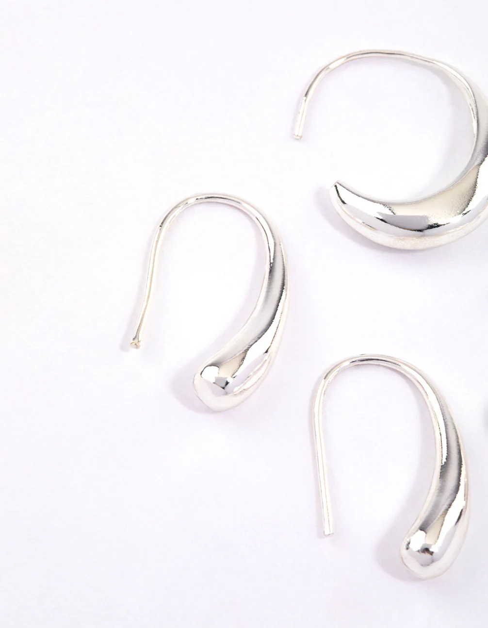 Silver Teardrop Hoop Earrings Pack - Image 2