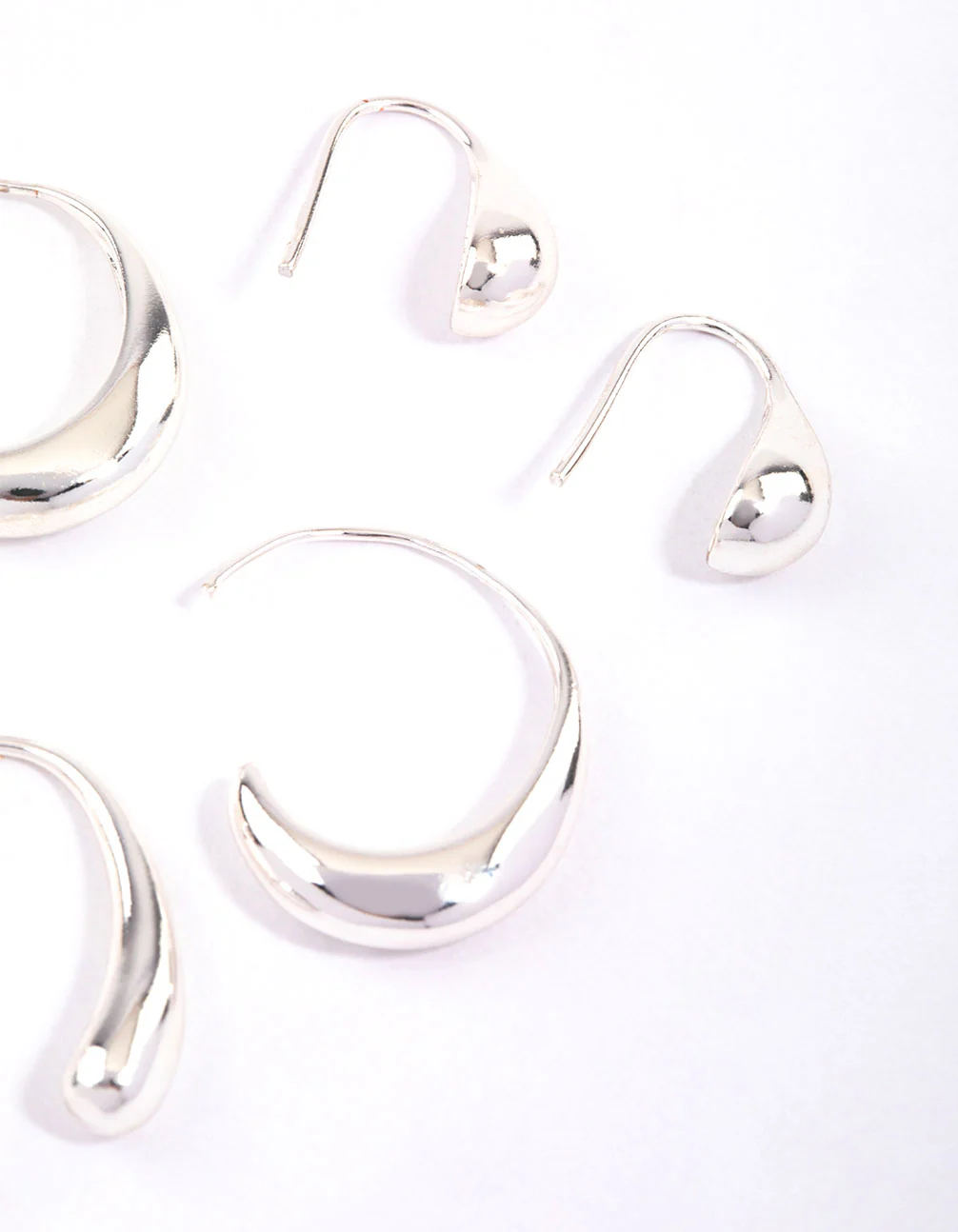 Silver Teardrop Hoop Earrings Pack - Image 3
