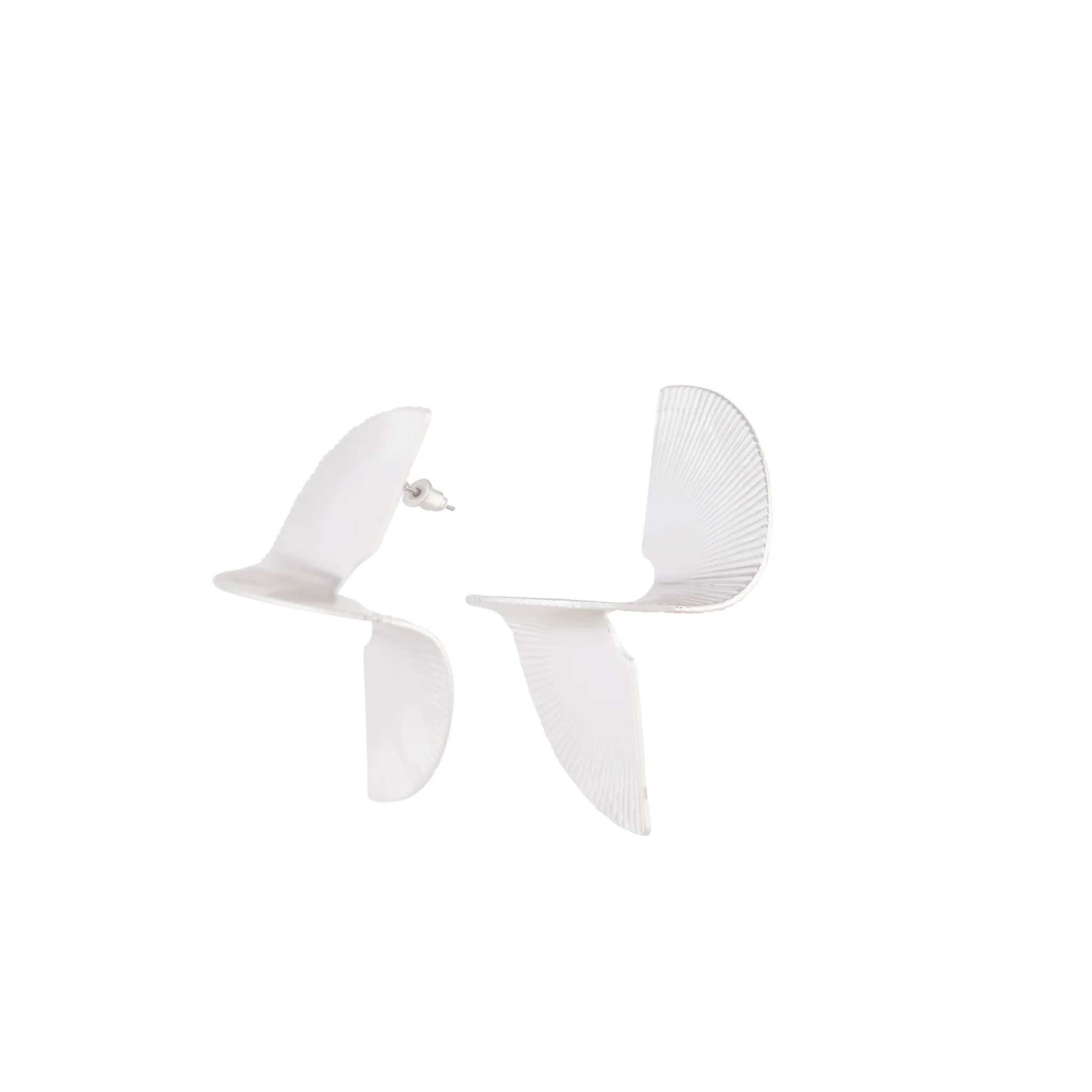 Silver Twisted Fan Earrings - Image 2