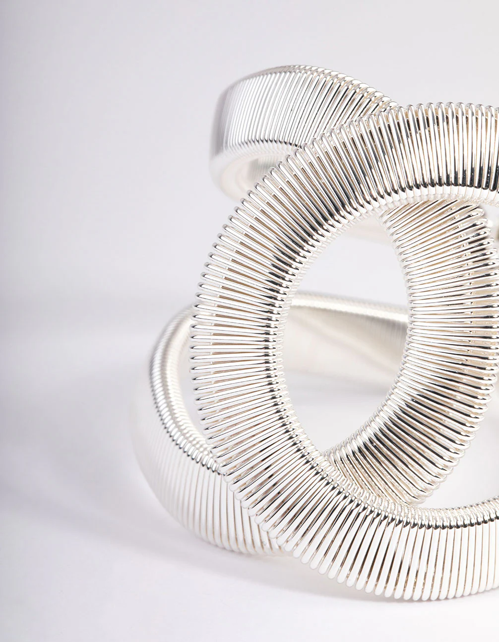 Silver Textured Oval Cuff Bangle - Image 2