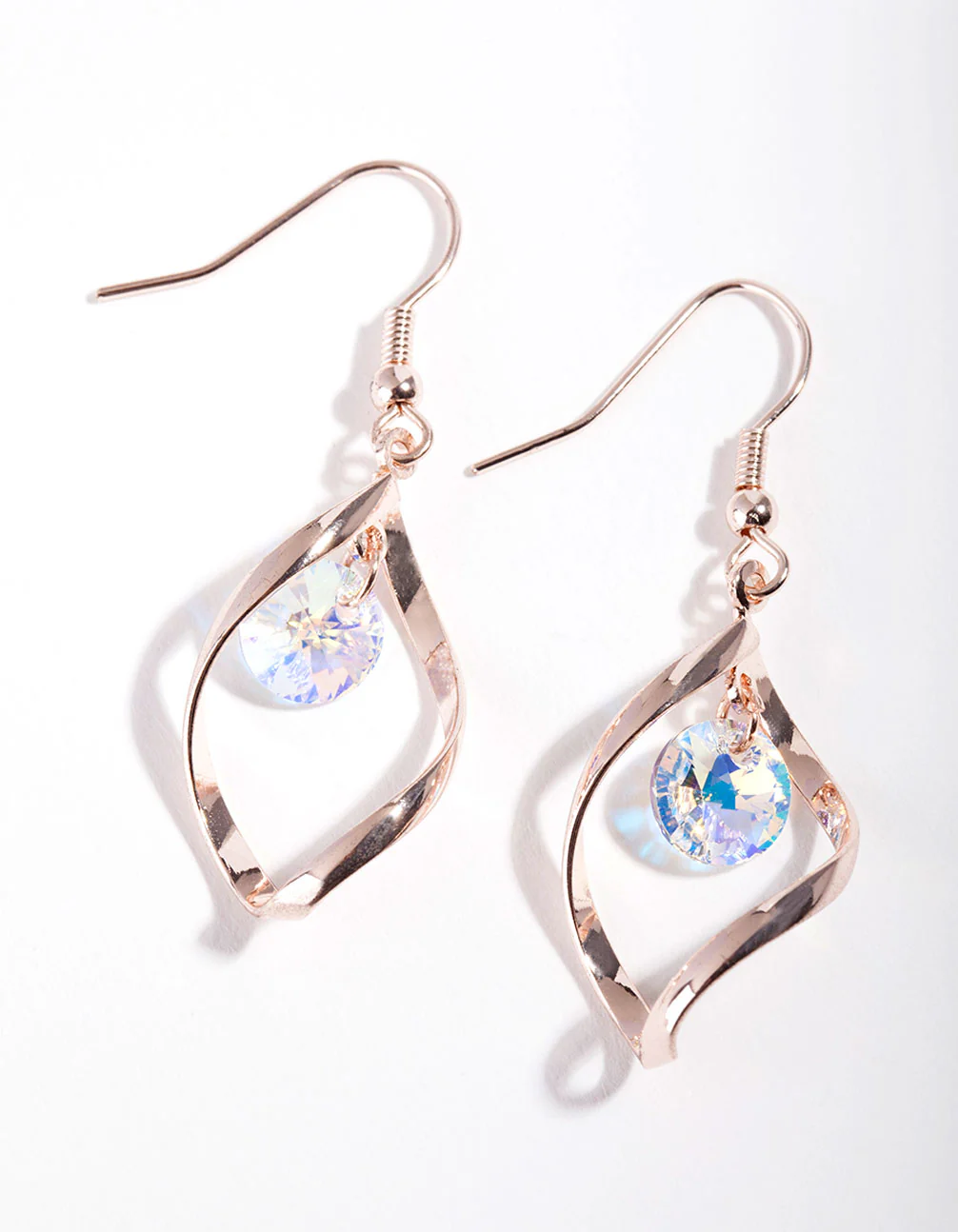 Rose Gold Diamond Simulant Crystal Earrings - Image 2