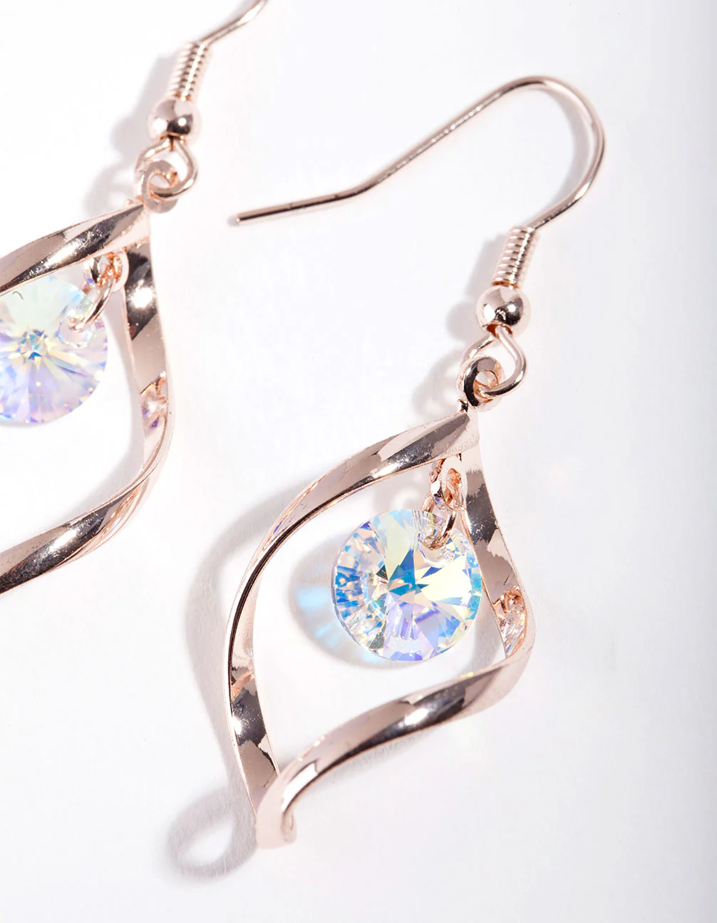 Rose Gold Diamond Simulant Crystal Earrings - Image 3