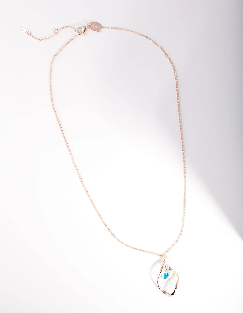 Rose Gold Diamond Simulant Drop Twist Necklace - Image 3