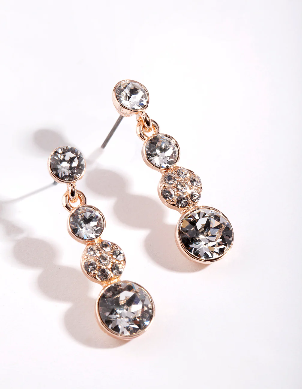 Rose Gold Diamond Simulant Crystal Multi Stone Earrings - Image 2
