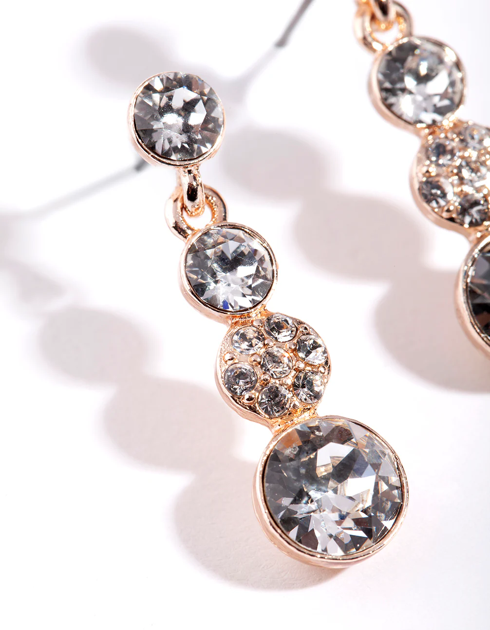 Rose Gold Diamond Simulant Crystal Multi Stone Earrings - Image 3