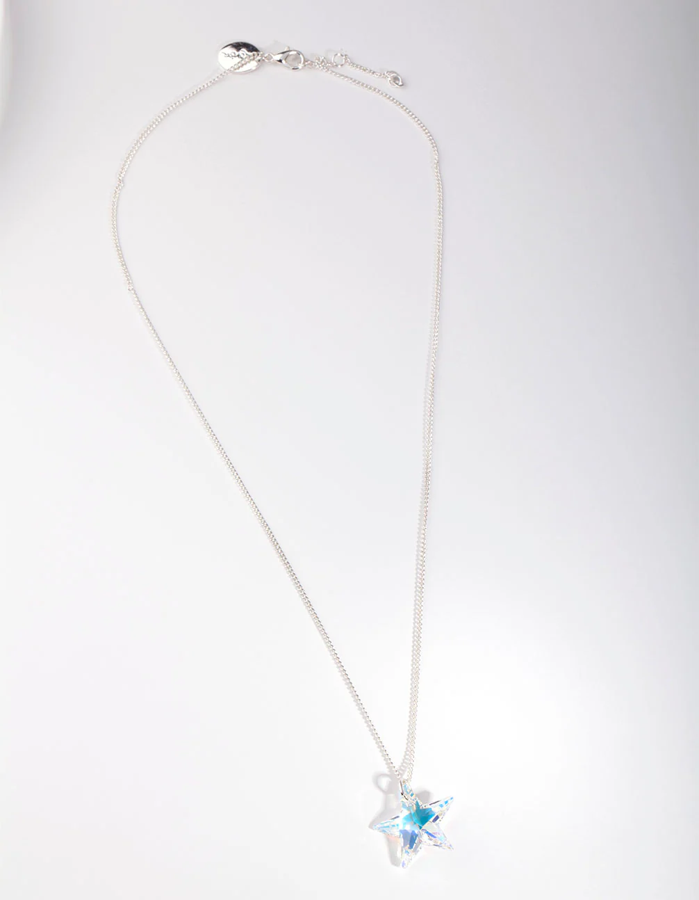 Silver Diamond Simulant Star Crystal Drop Necklace - Image 2